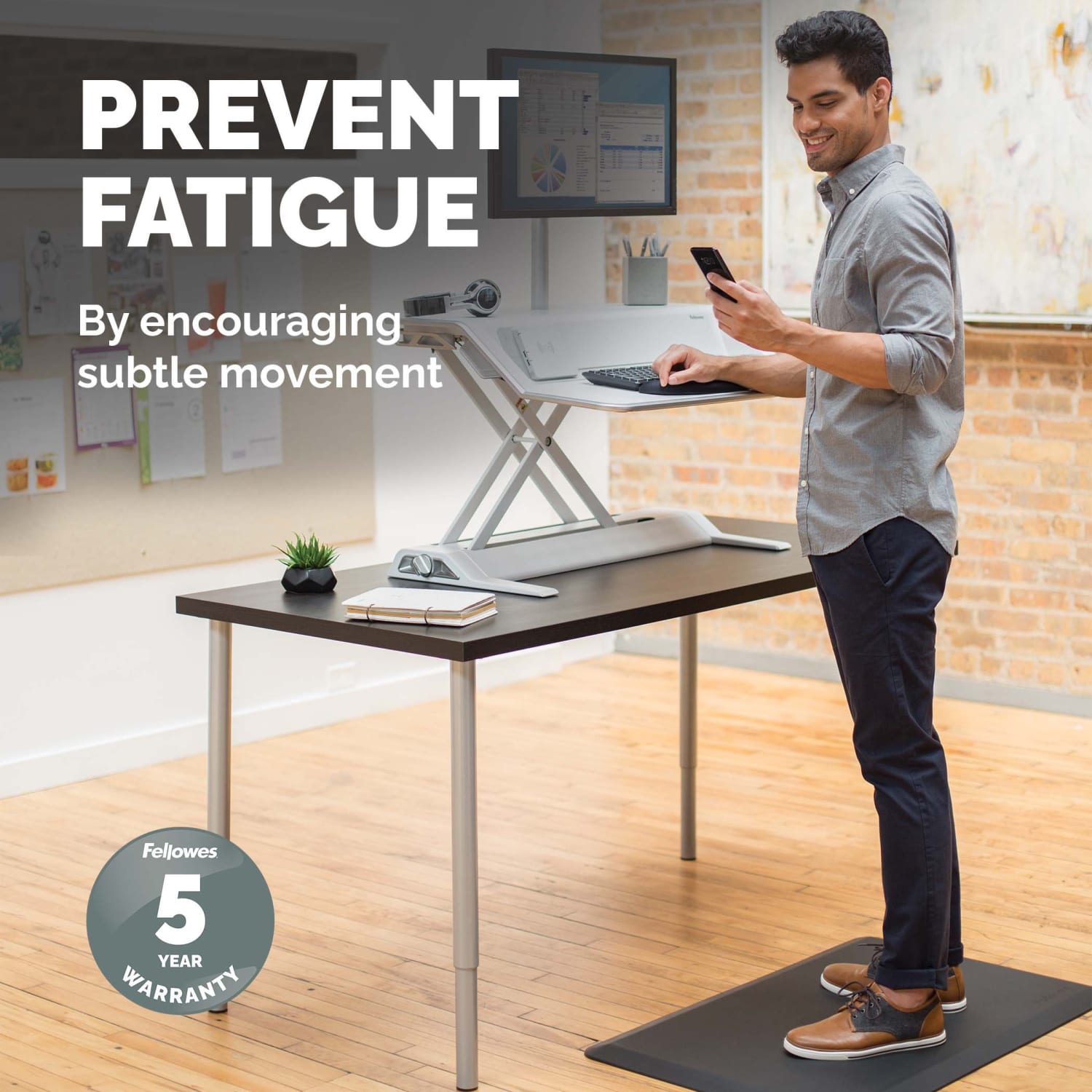 Fellowes Anti-Fatigue Wellness Floor Mat, Rectangular, 36in x 24in, Black - Image 6
