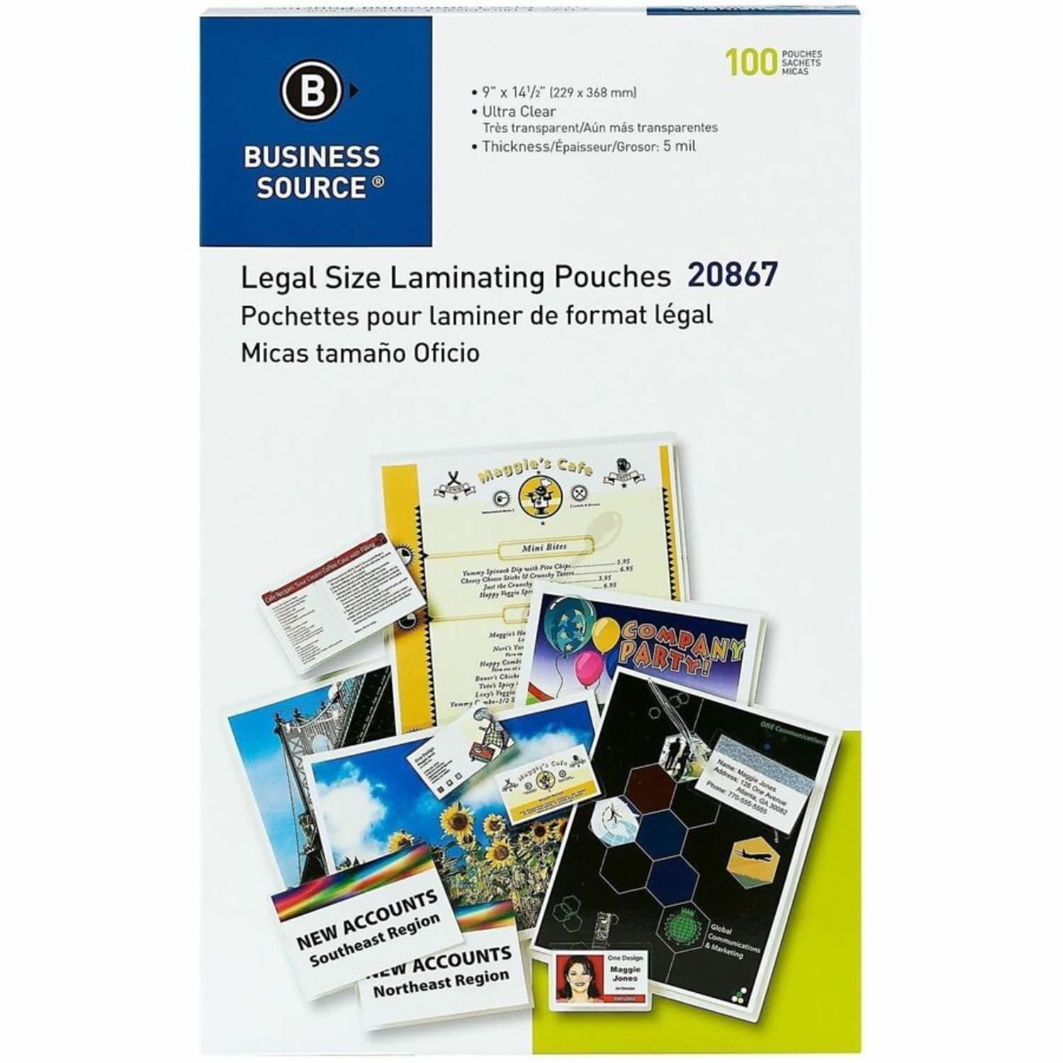 Business Source Clear Legal-Size Laminating Pouches - Laminating Pouch/Sheet Size: 9inx 14.50inx5 mil Thickness -  - 20867 - Image 3