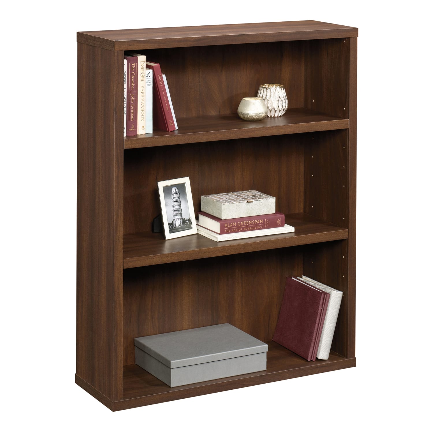 Sauder Optimum 45inH 3-Shelf Bookcase Spiced Mahogany - Image 3