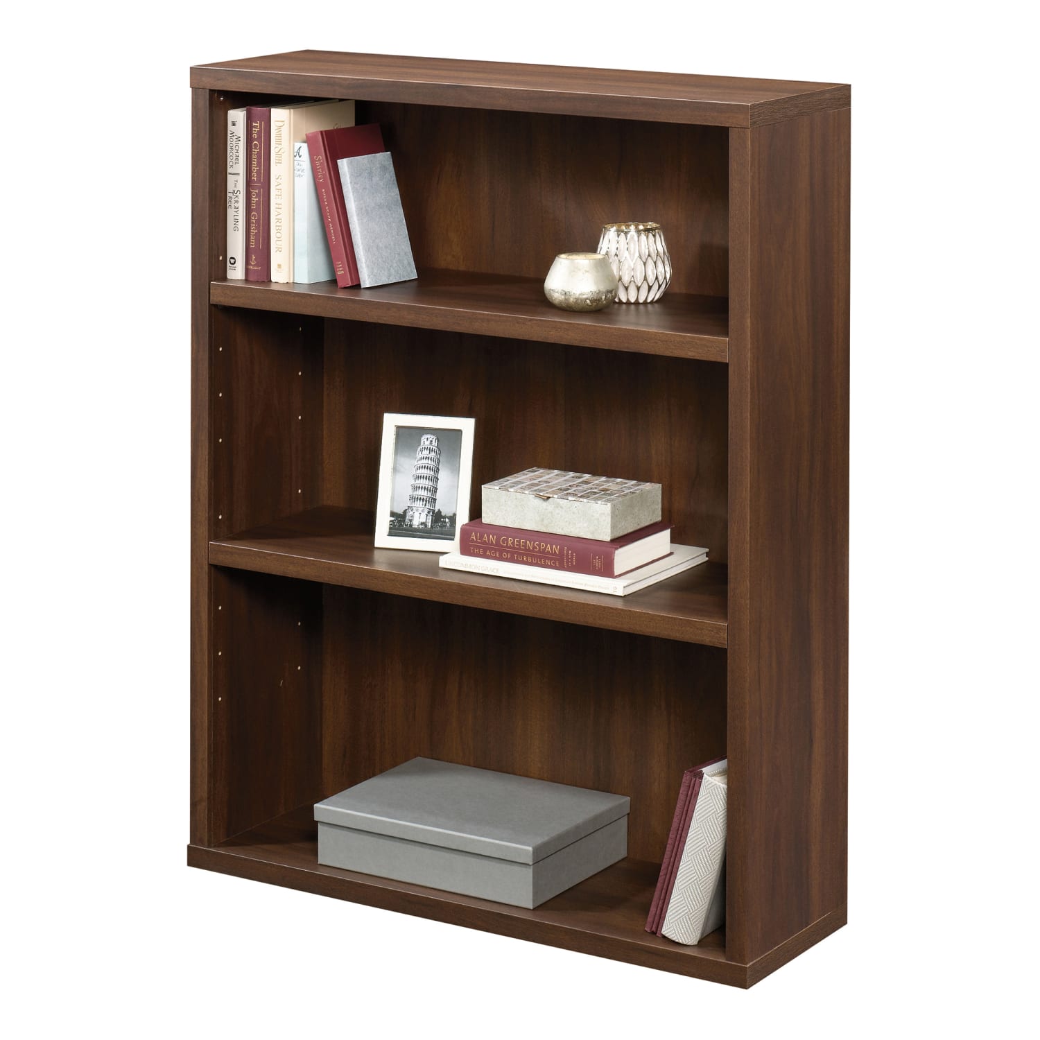 Sauder Optimum 45inH 3-Shelf Bookcase Spiced Mahogany - Image 4