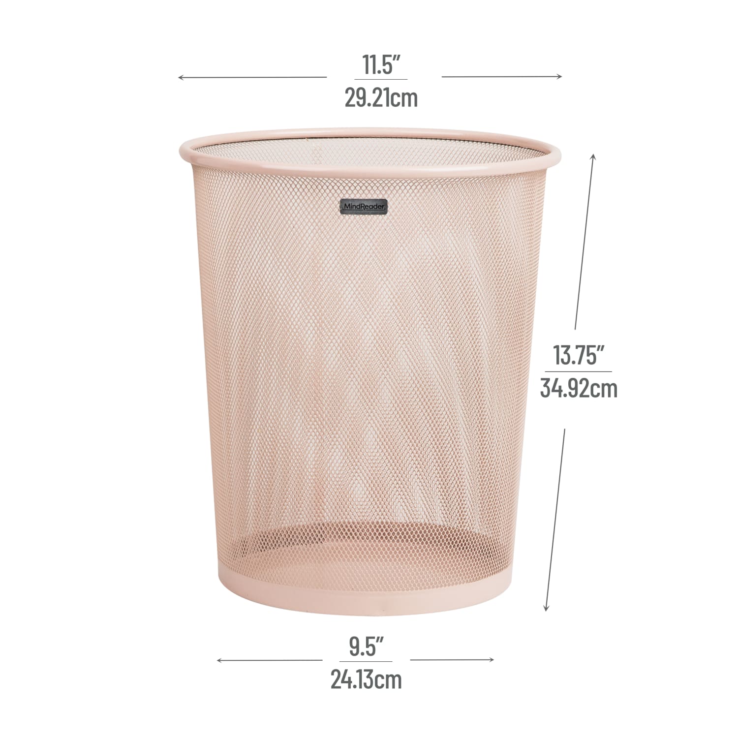 Mind Reader Metal Mesh Trash Cans, 4.4 Gallon, 13-3/4inH x 11-1/2inW x 11-1/2inD, Pink, Pack Of 2 Cans - Image 4