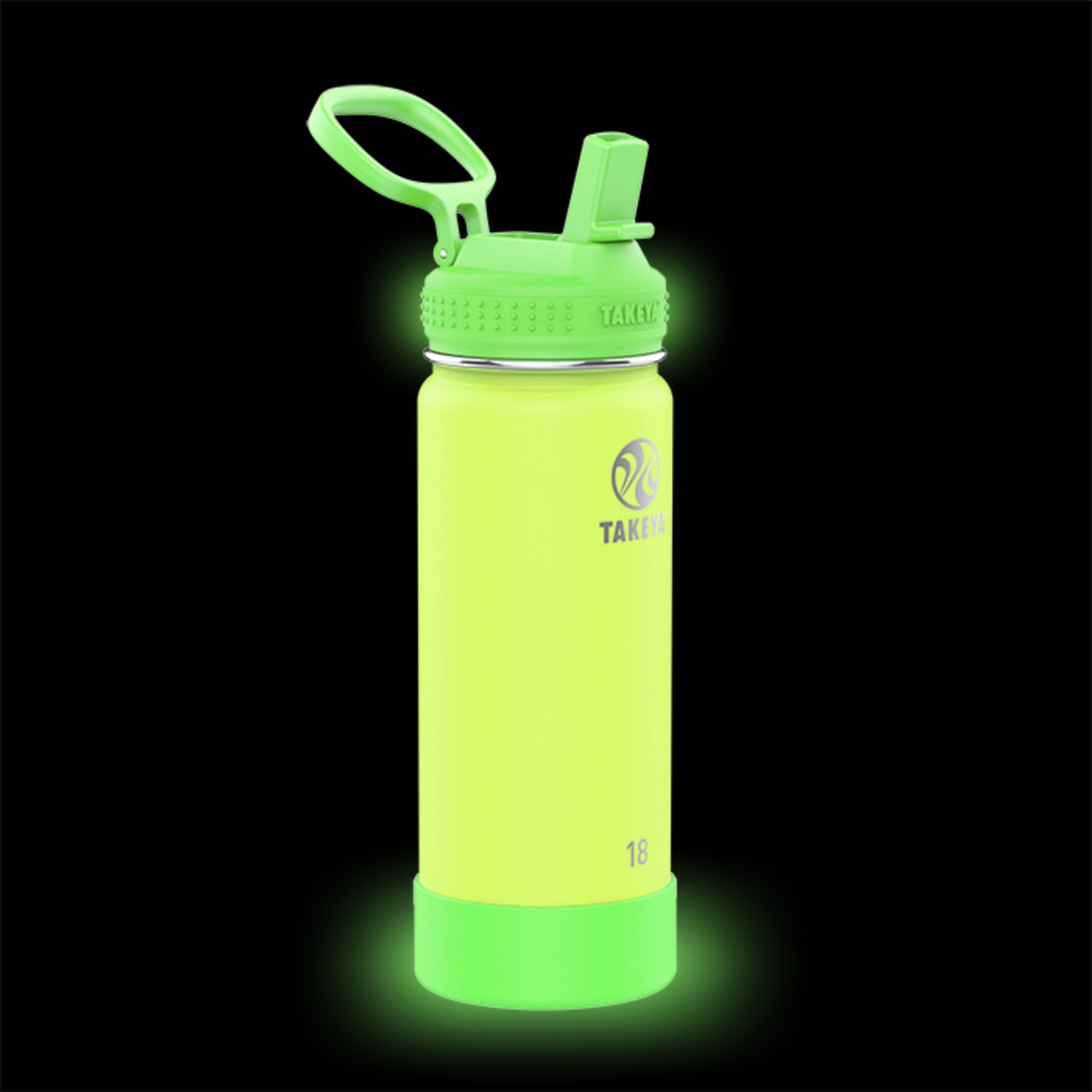 Takeya Actives Spout Reusable Water Bottle, 18 Oz, Glow-In-The-Dark Lightning Green - Image 4
