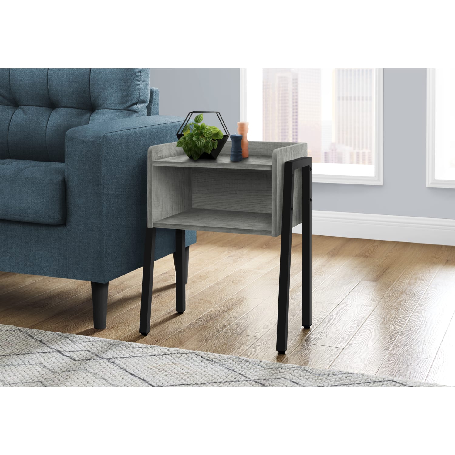 Monarch Specialties Dave Accent Table, 23-1/4inH x 18-1/2inW x 11-3/4inD, Gray/Black - Image 3