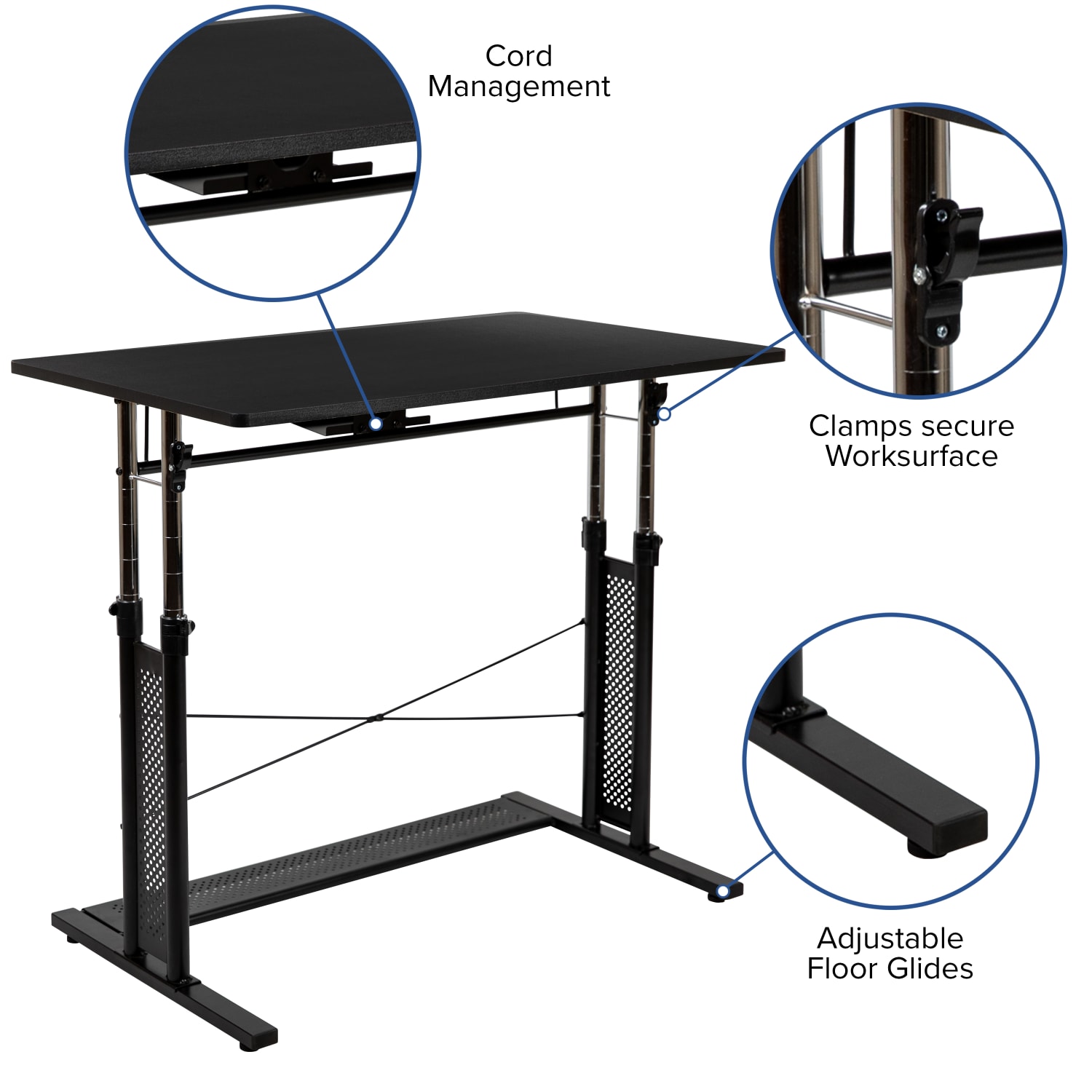 Flash Furniture Work From Home Desk And Chair Set With Adjustable Computer Desk, Ergonomic Mesh Office Chair And Locking Mobile Filing Cabinet, Black - Image 6
