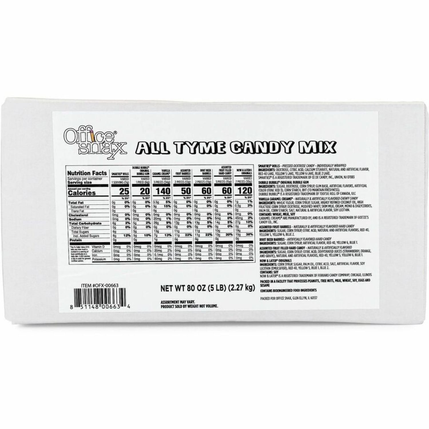 Office Snax All Tyme Assorted Candy Mix - Assorted - Individually Wrapped - 5 lb - 1 / Carton - Image 3