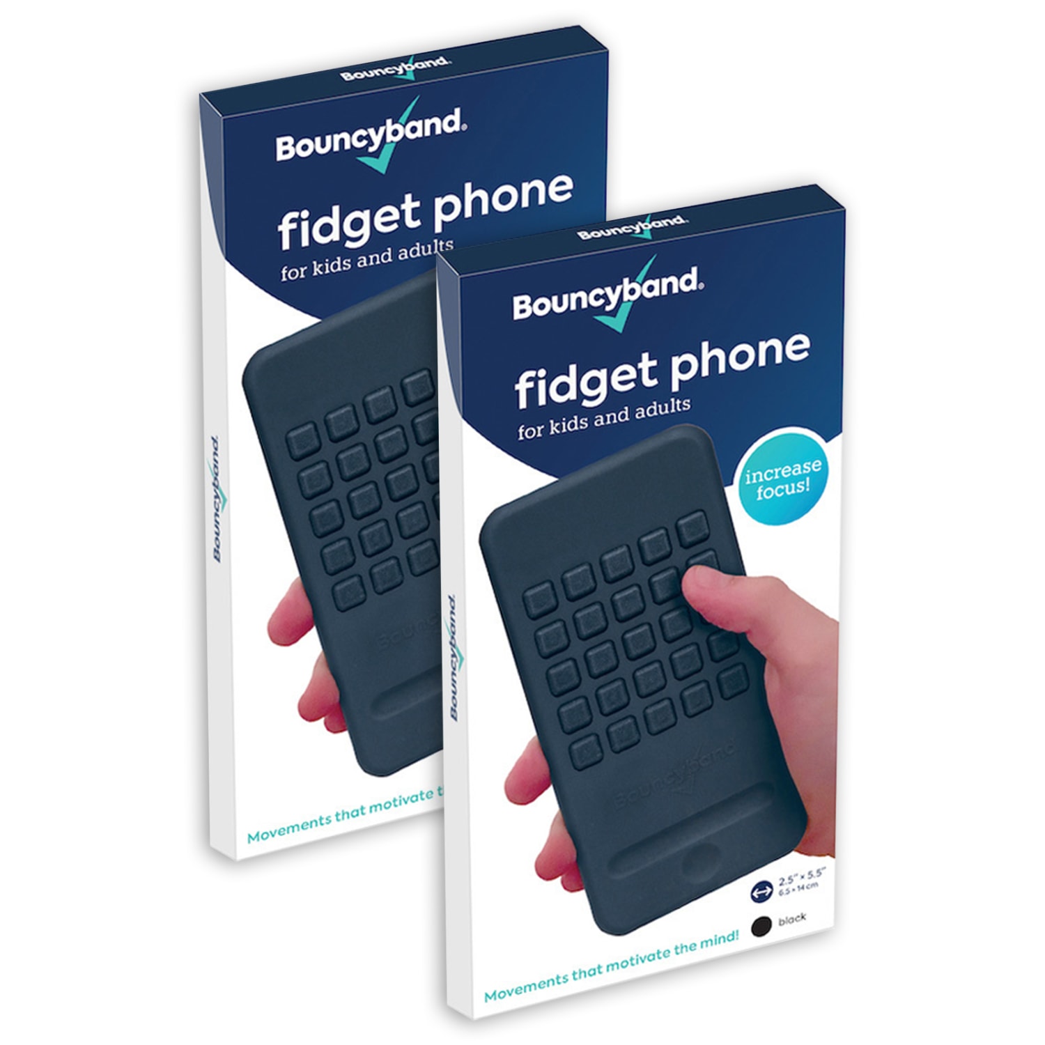Bouncyband Fidget Phones, 2-1/2in x 5-1/2in, Black, Pack Of 2 Phones