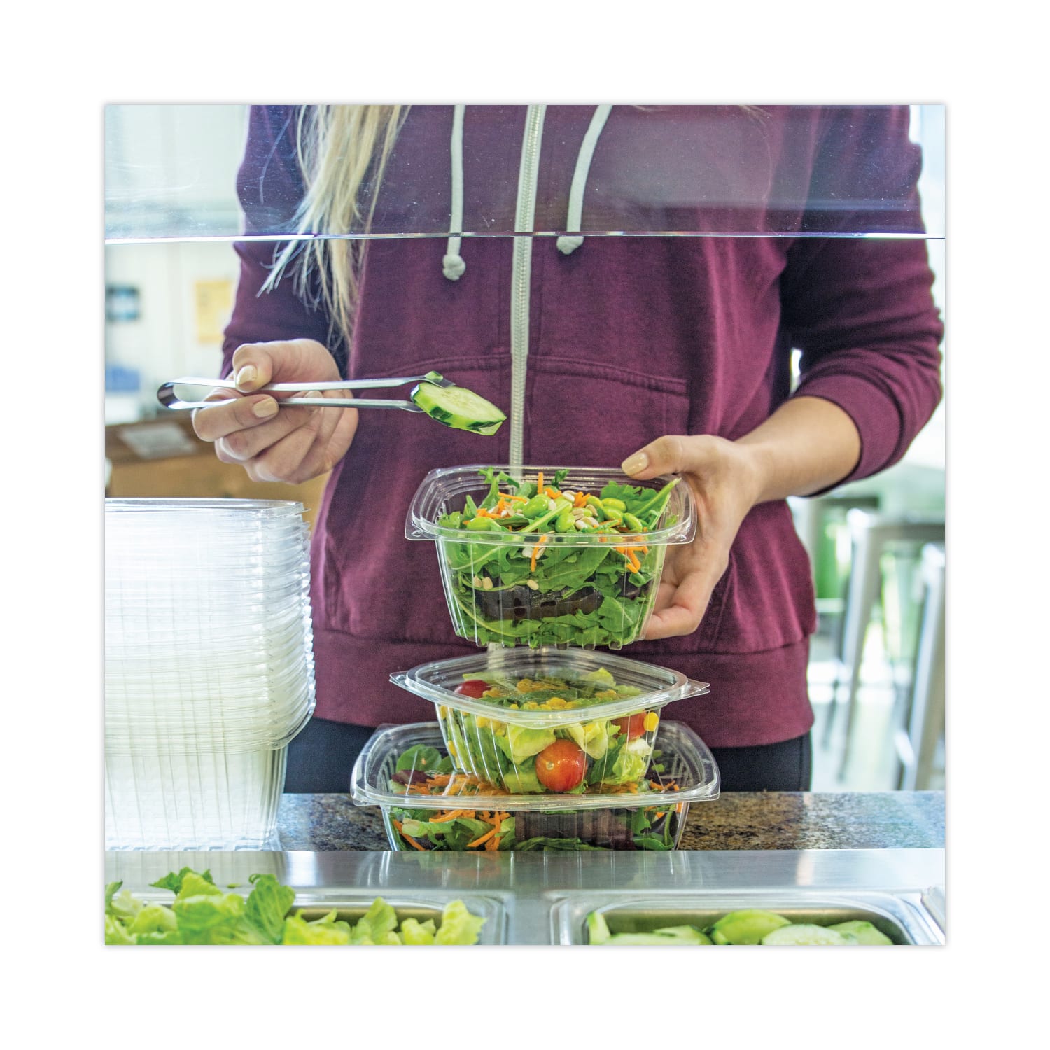 World Centric PLA Rectangular Deli Containers, 12 Oz, Clear, Pack Of 900 Containers - Image 3
