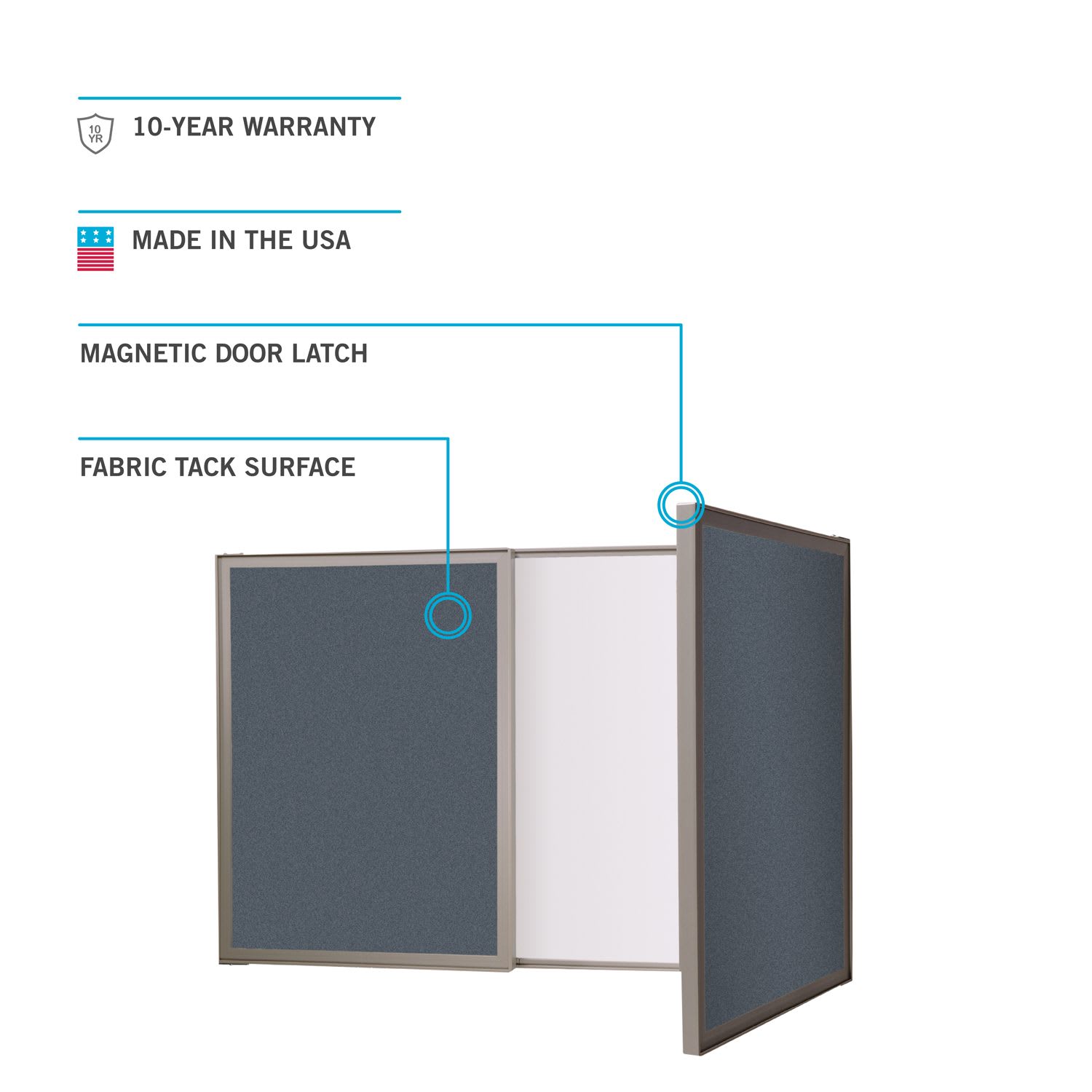 Ghent VisuALL PC Fabric Non-Magnetic Bulletin Board, 24in x 36in, Blue, Satin Aluminum Frame - Image 5