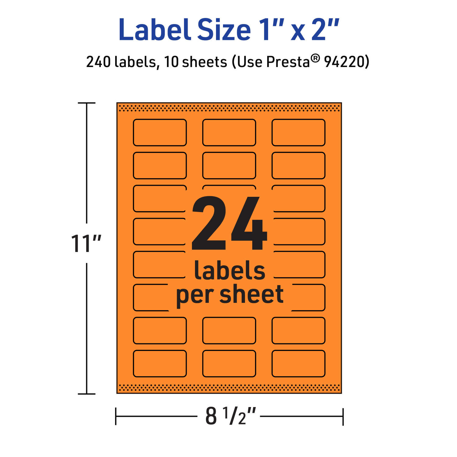 Avery Print-To-The-Edge Labels With Sure Feed Technology And Easy Peel, 94220-BOP10, Rectangle, 1in x 2in, Matte Bright Orange, Pack of 240 - Image 6