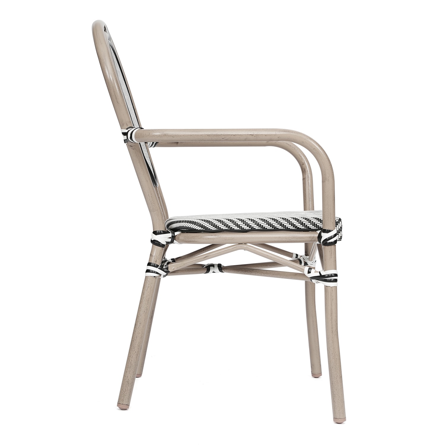 Flash Furniture 2 Pack Marseille IndoorOutdoor Commercial Thonet Bistro Stacking Chair with Arms Black  WhiteLight Natural Frame  2SDA6422ATXTBWL PopularChairscom