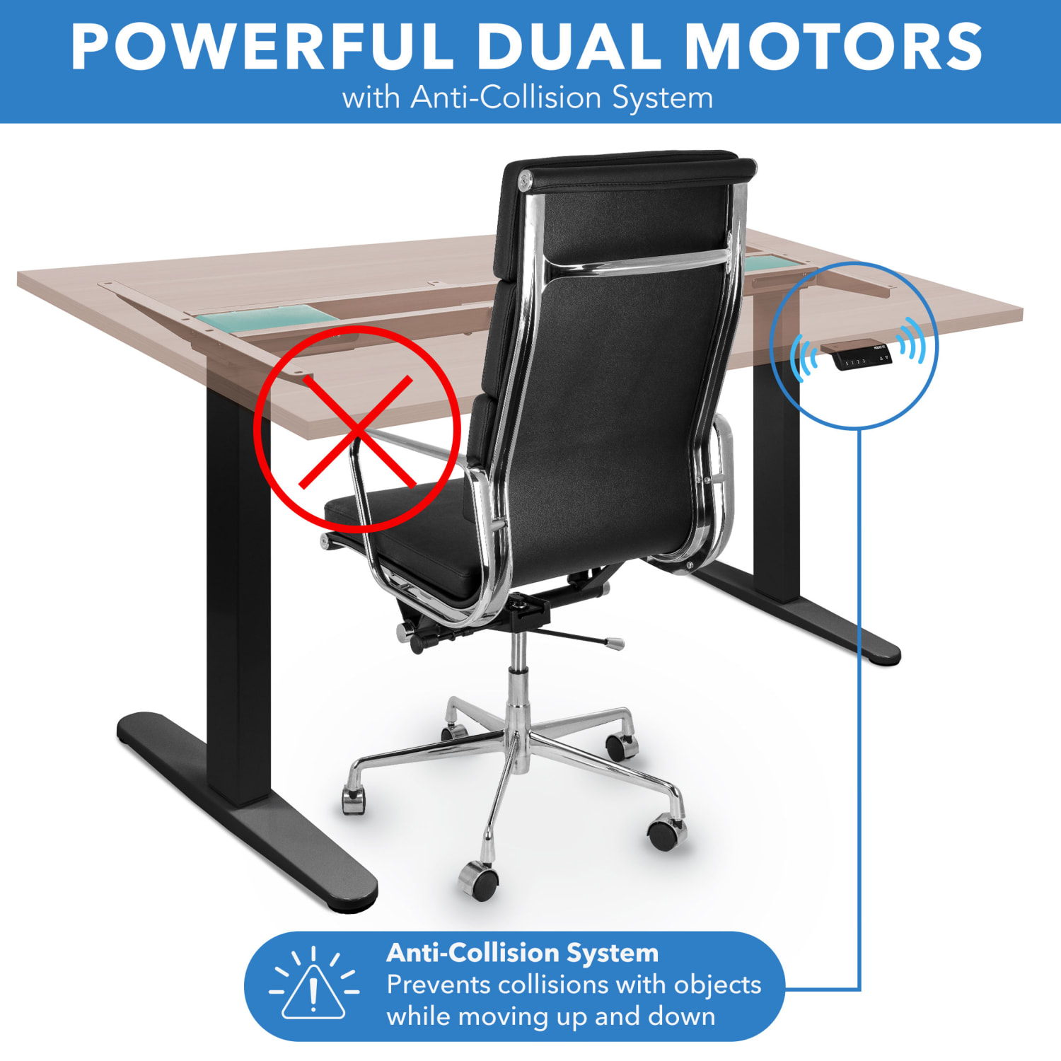 Mount-It! Dual Motor Electric 55inW Adjustable Height Standing Desk, Brown/Black - Image 5