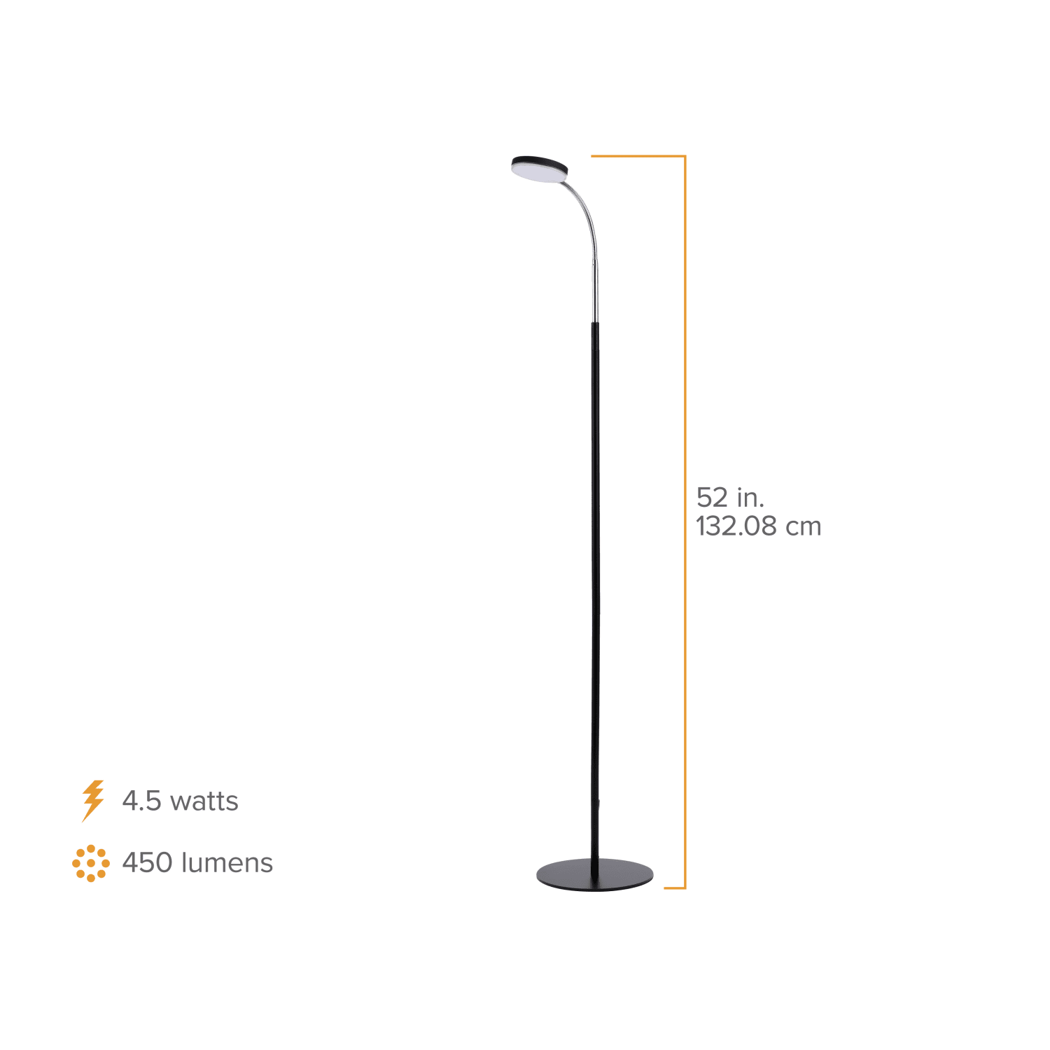 Bostitch Gooseneck LED Floor Lamp, 52inH, Black - Image 5