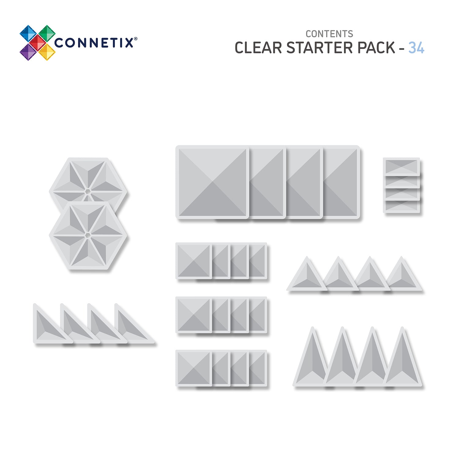 Connetix Magnetic Tiles Clear Starter Pack, 34 Pieces - Image 3