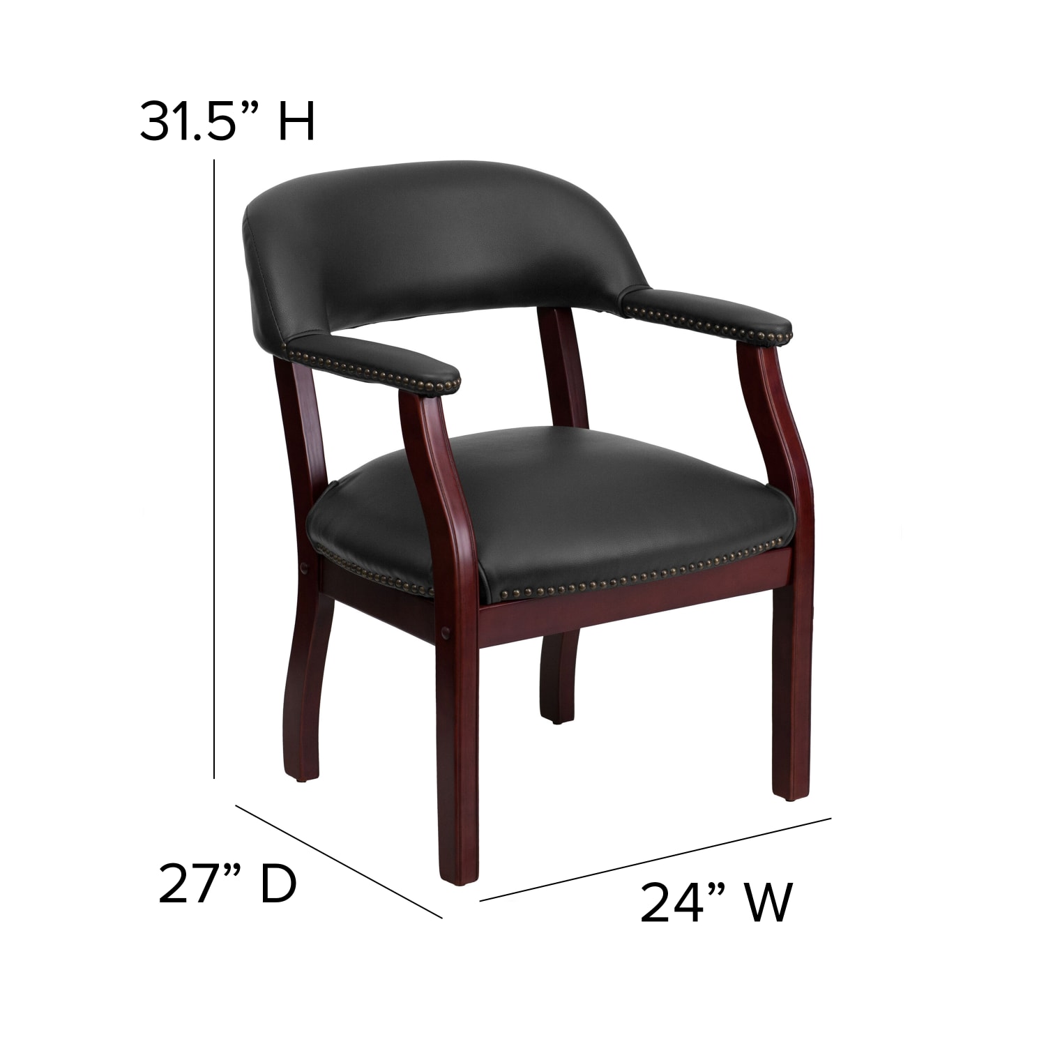 Flash Furniture Vinyl Conference Guest Chair With Accent Nail Trim, Black - Image 6