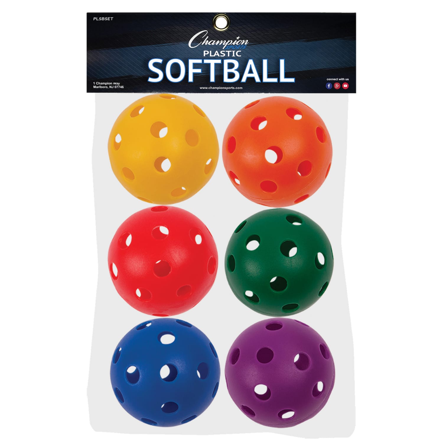 Champion Sports Plastic Softballs, Assorted Colors, 6 Balls Per Set, Pack Of 3 Sets - Image 3