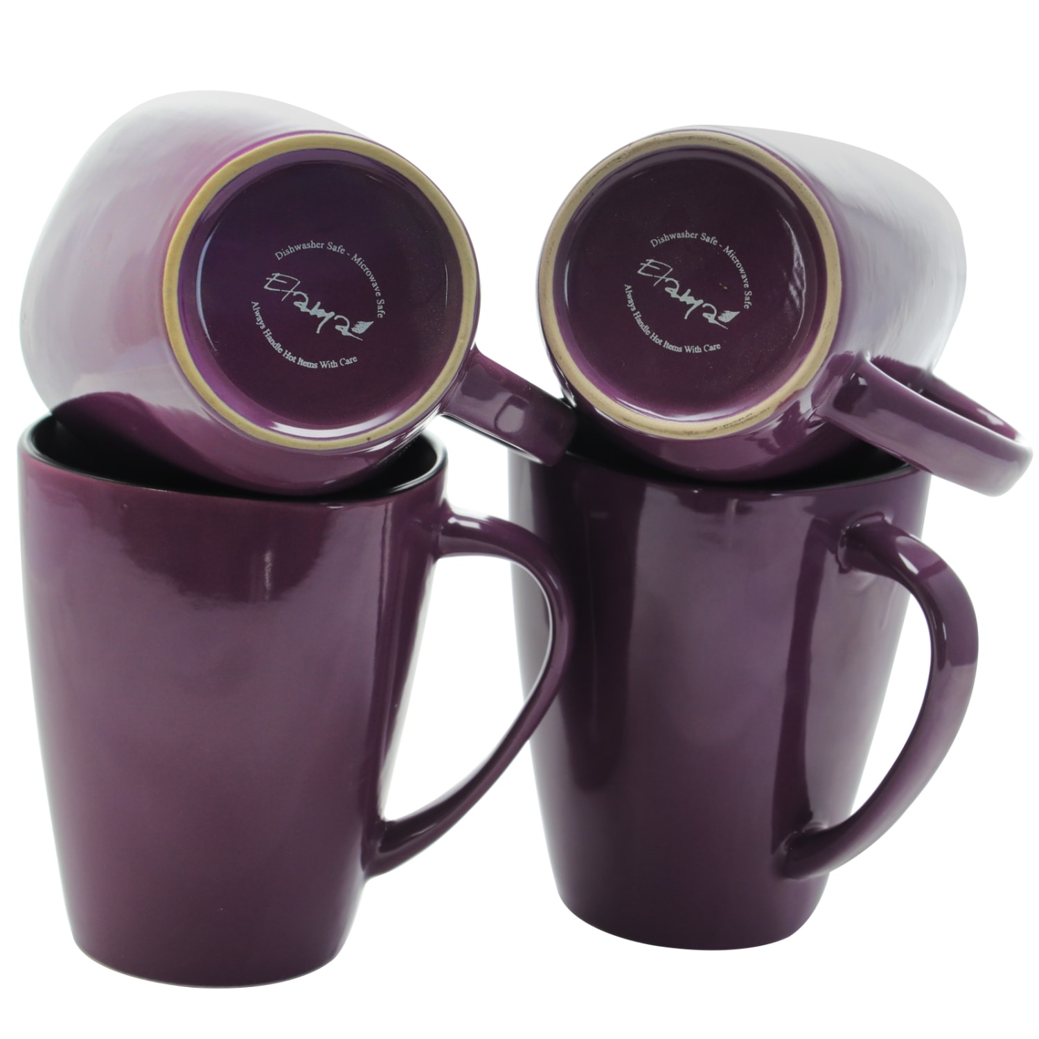 Elama 14-Oz. Stoneware Mugs, Mulberry, Purple, Set Of 6 Mugs - Image 3