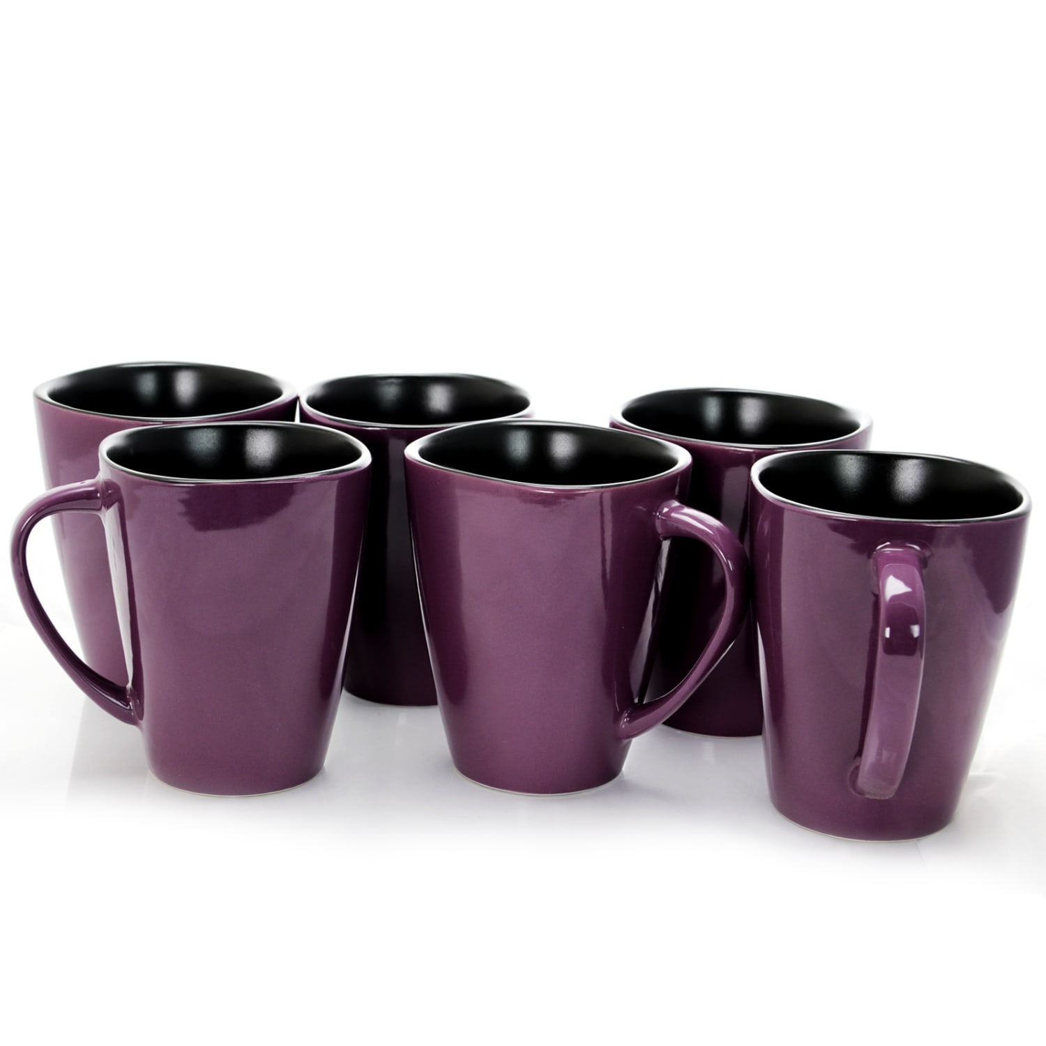 Elama 14-Oz. Stoneware Mugs, Mulberry, Purple, Set Of 6 Mugs - Image 6