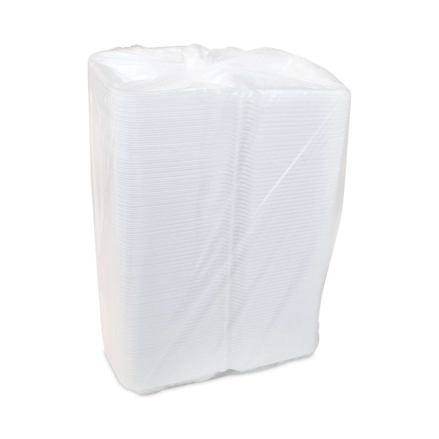 Pactiv Evergreen Vented Foam Hinged Lid Containers, Dual Tab Lock Economy, 3inH x 8-7/16inW x 8-3/16inD, White, Carton Of 150 Containers - Image 5