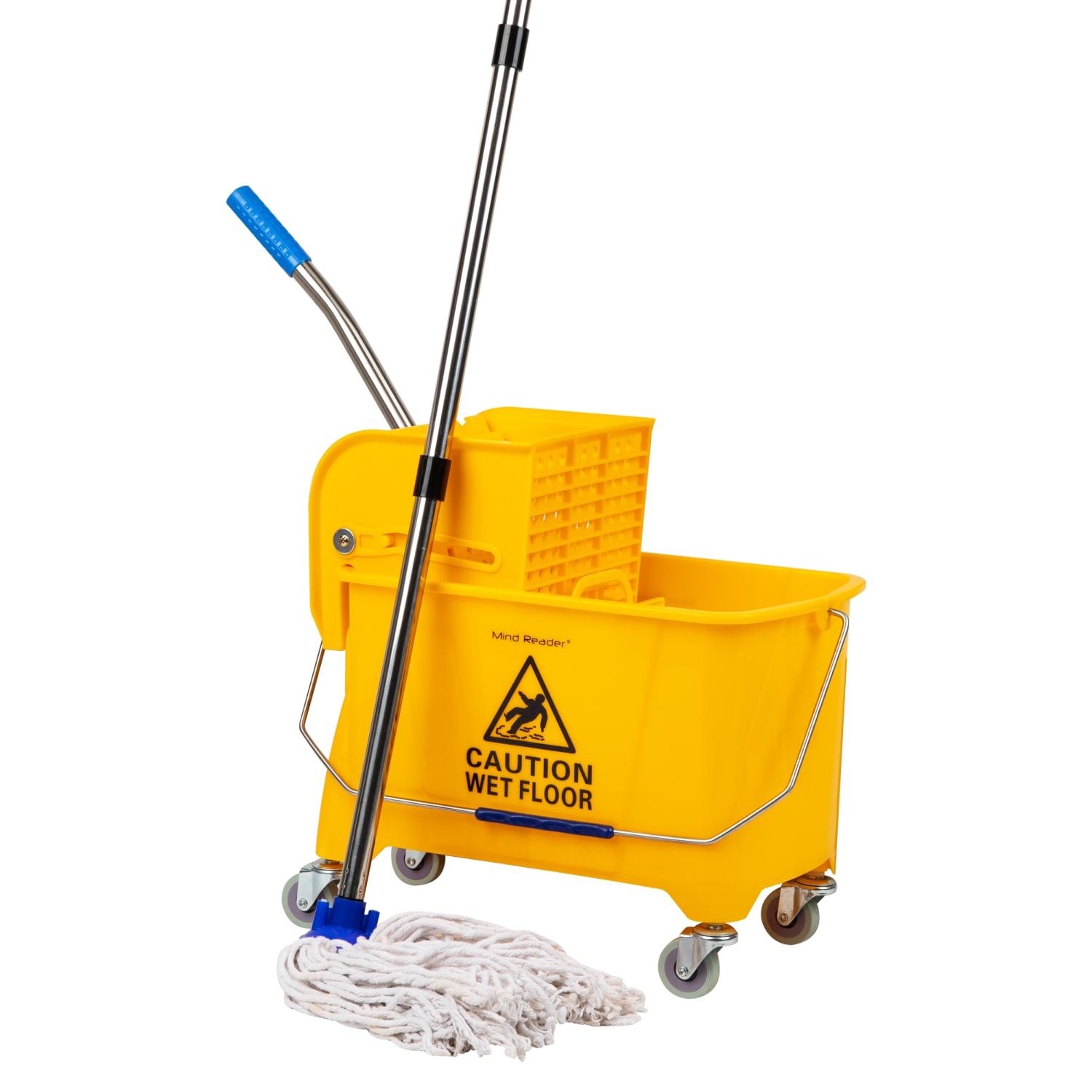 Mind Reader Bucket With Wringer And Mop Set, 22 Qt, Yellow