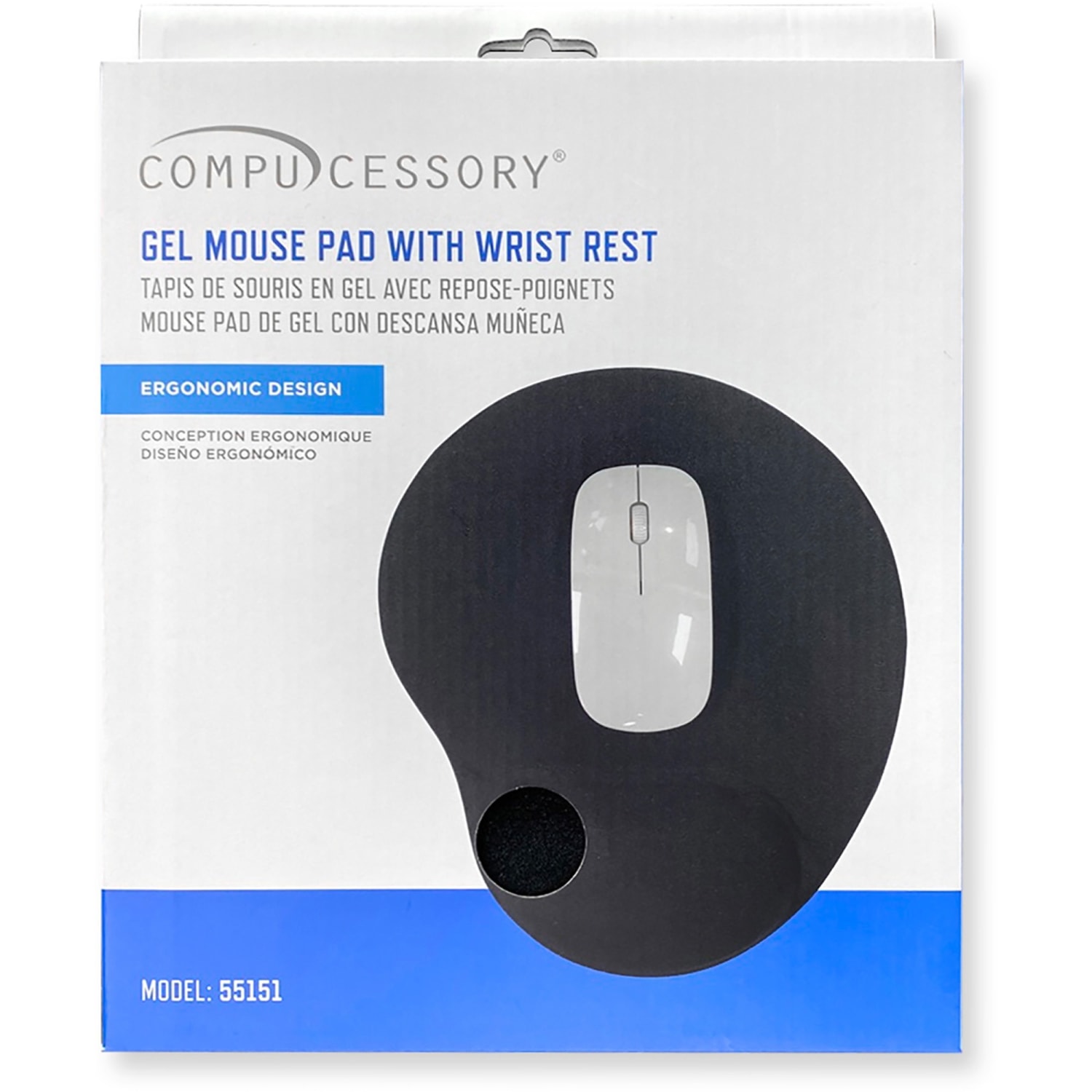 Compucessory Gel Mouse Pad, 9in x 10in x 1in, Black, CCS55151 - Image 4