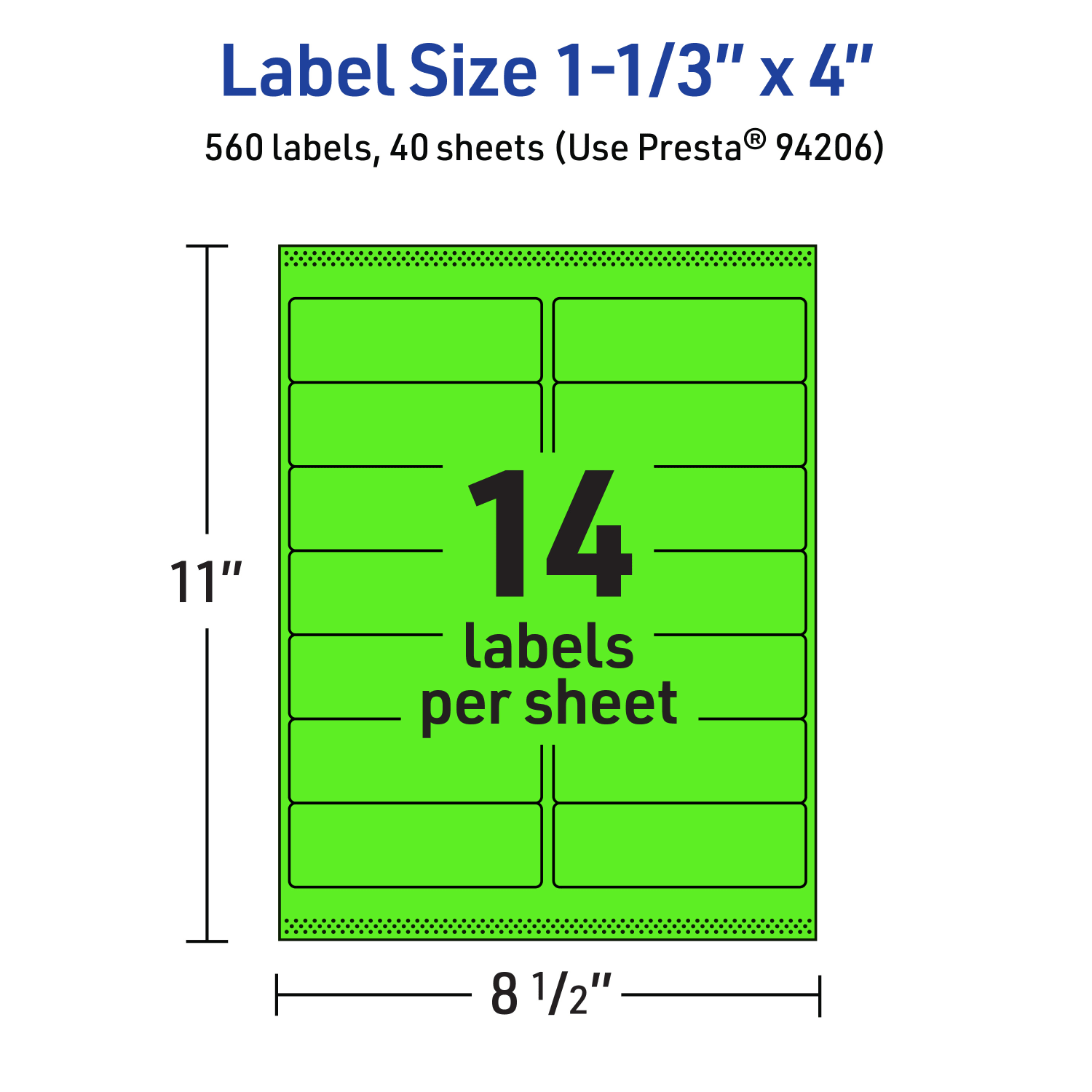 Avery Printable Labels With Sure Feed Technology, 94206-NGP40, Rectangle, 1-1/3in x 4in, Matte Neon Green, Pack of 560 - Image 6