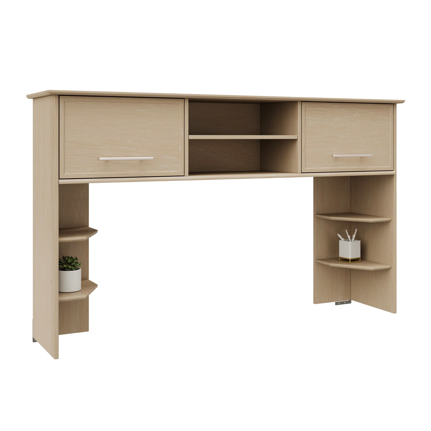 Realspace Koru 60inW Hutch For Koru L-Shaped Or Straight Computer Desks, Natural Oak - Image 3