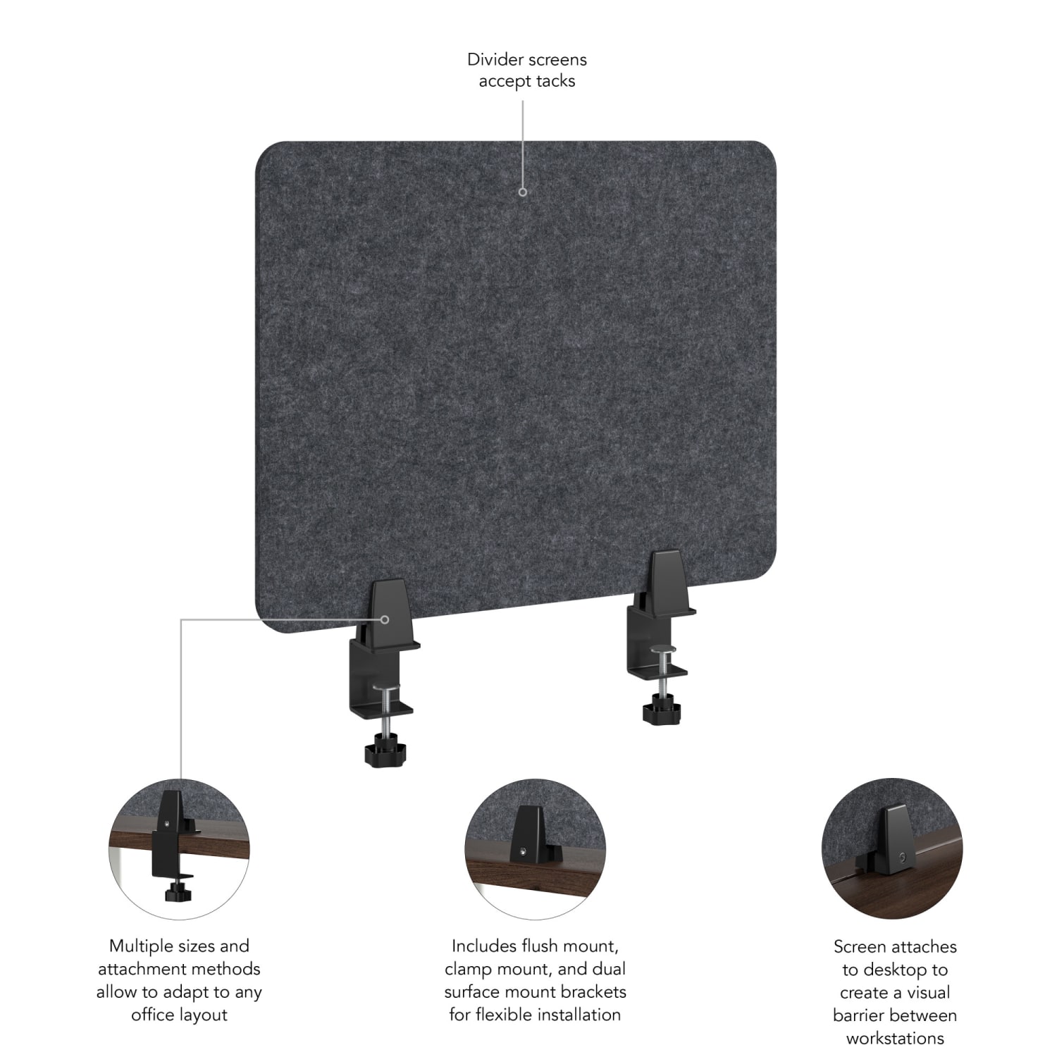 WorkPro Motiva Desktop Privacy Screen, 18inH x 22inW x 2inD, Cool Charcoal, Standard Delivery - Image 4