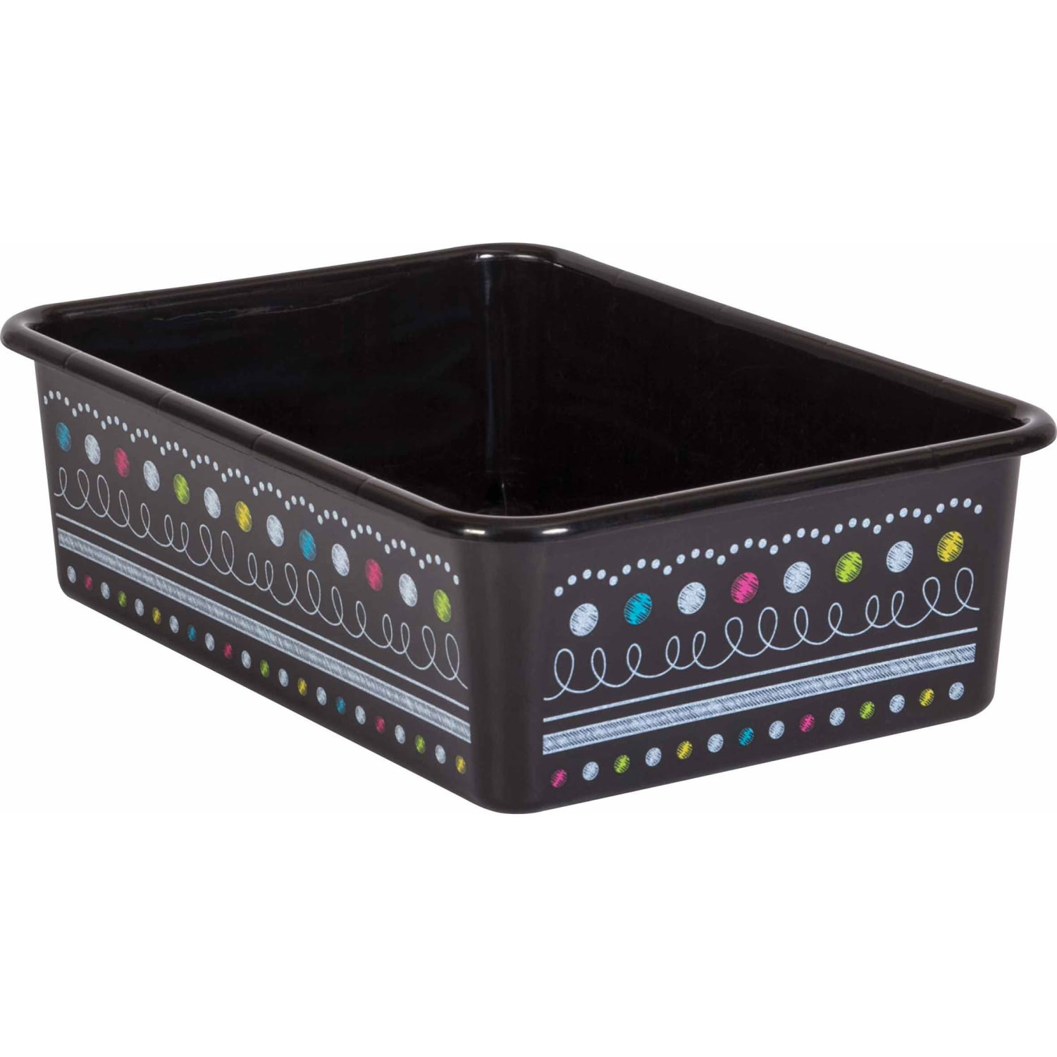 Teacher Created Resources Large Plastic Storage Bins, 5inH x 11-1/2inW x 16-1/4inD, Chalkboard Bright, Pack Of 3 Bins - Image 3