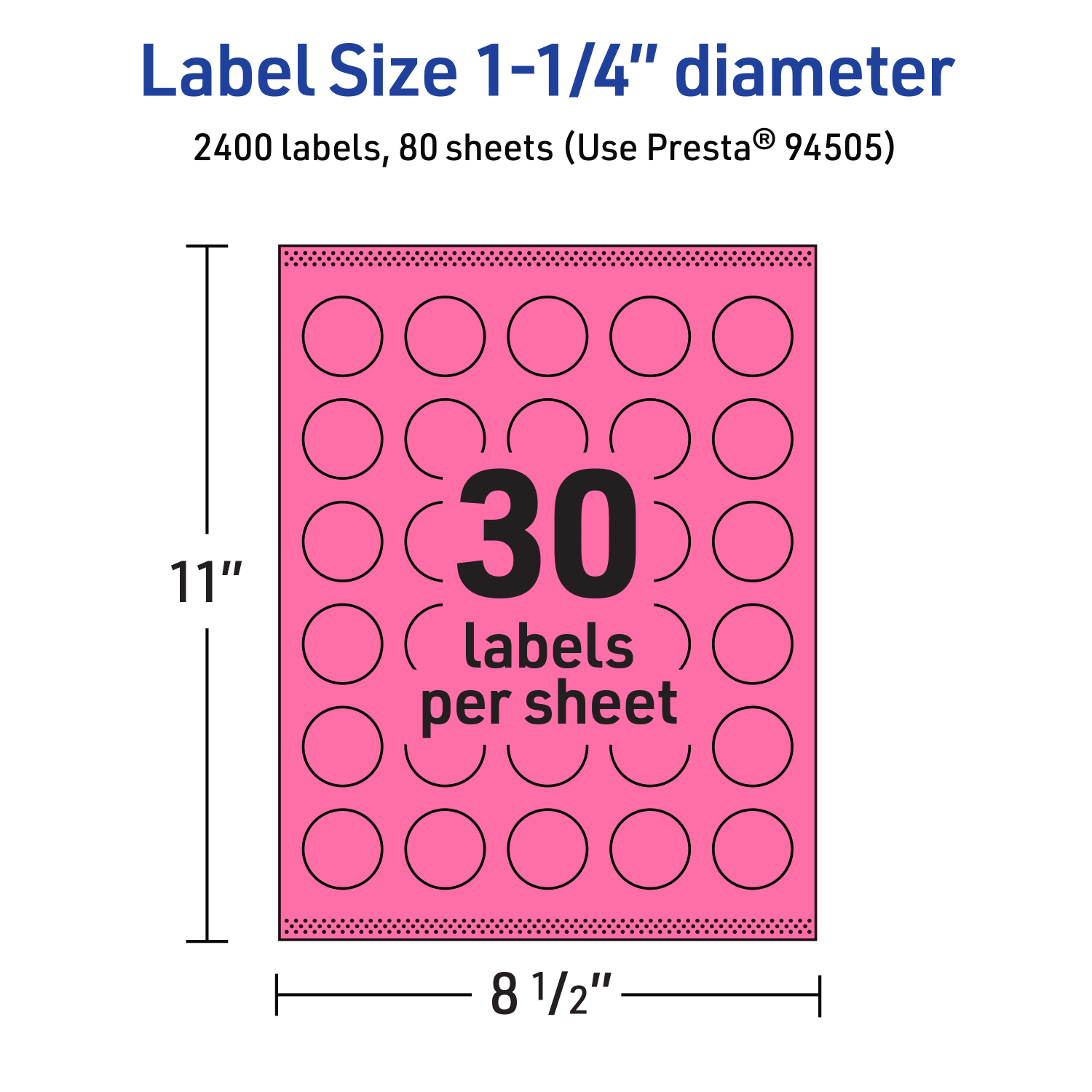 Avery Print-To-The-Edge Labels With Sure Feed Technology And Easy Peel Label Feature, 94505-BPP80, Round, 1-1/4in, Matte Bright Pink, Pack of 2400 - Image 6