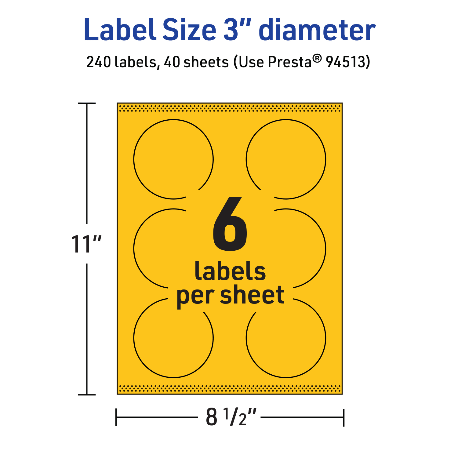 Avery Print-To-The-Edge Labels With Sure Feed Technology And Easy Peel Label Feature, 94513-BYP40, Round, 3in, Matte Bright Yellow, Pack of 240 - Image 6