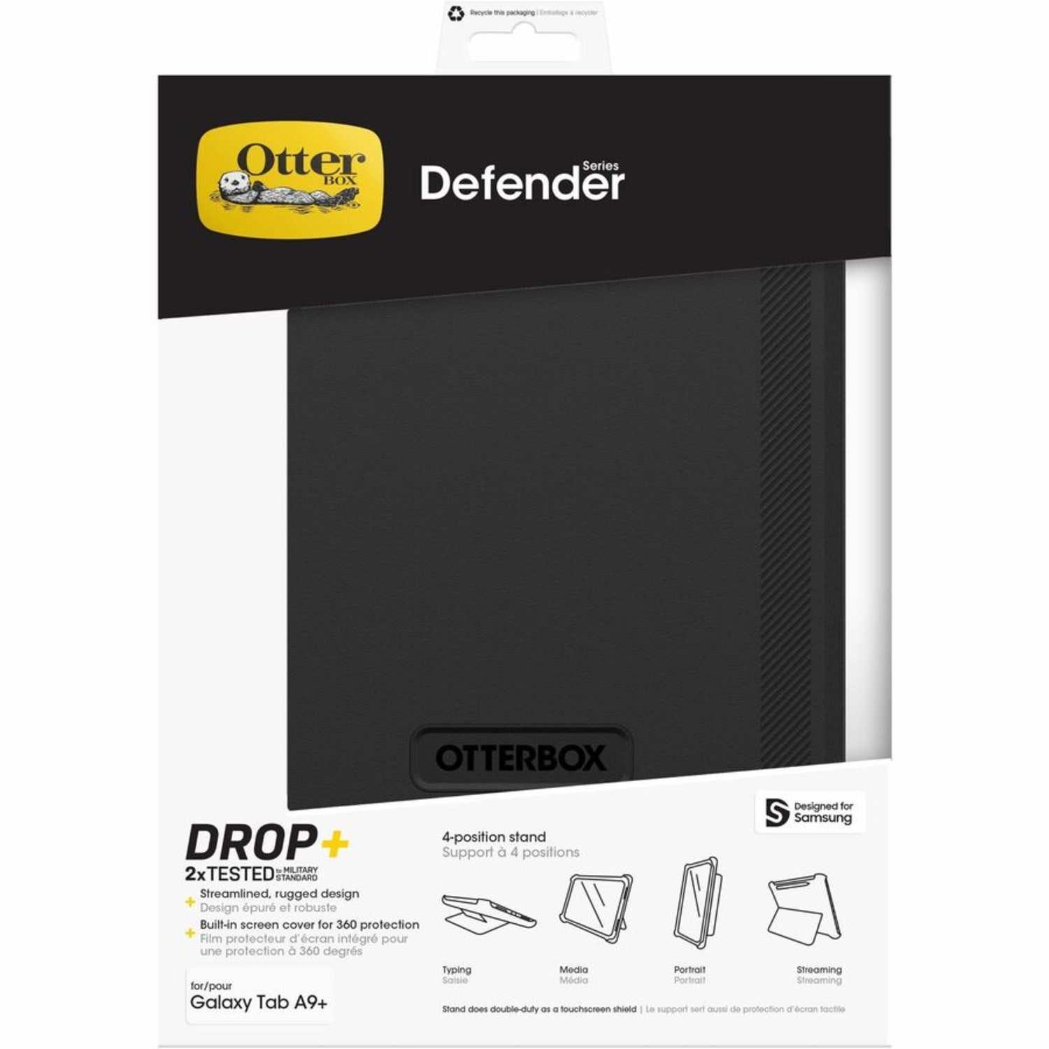 OtterBox Defender Tablet Case - For Samsung Galaxy Tab A9+ Tablet - Black - Retail - 1 - Image 5
