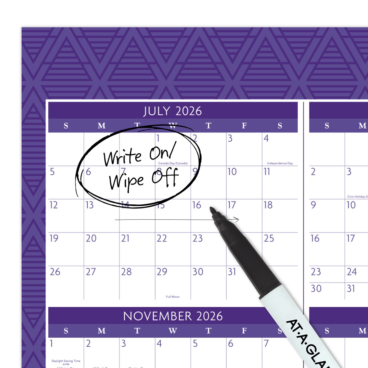 AT-A-GLANCE BADGE Reversible Erasable Academic and Regular Year 2026-2027 Wall Calendar, Geo, Large, 24in x 36in - Image 6