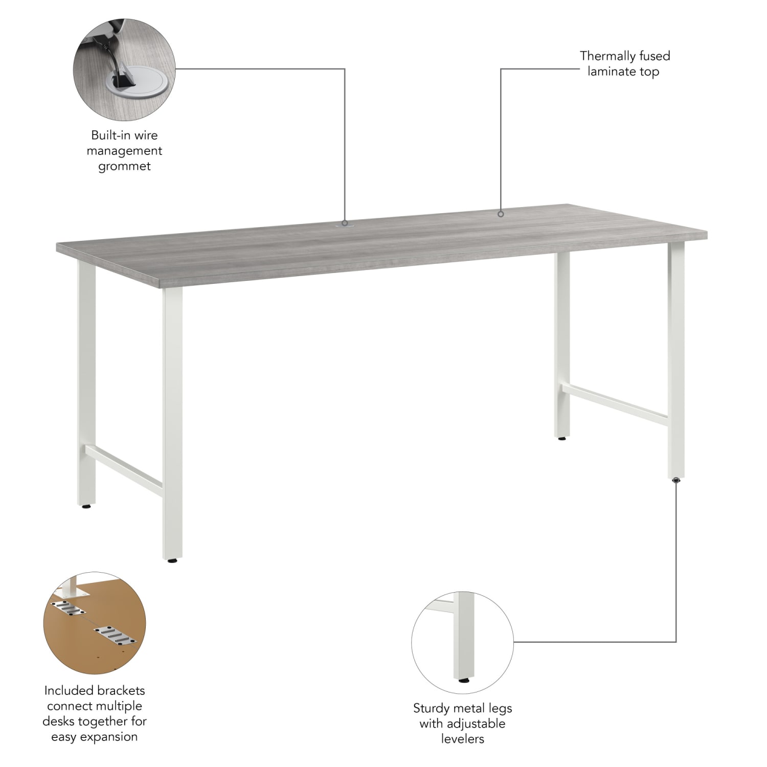 Bush Business Furniture Hustle 72inW Computer Desk With Metal Legs, Platinum Gray, Standard Delivery - Image 6
