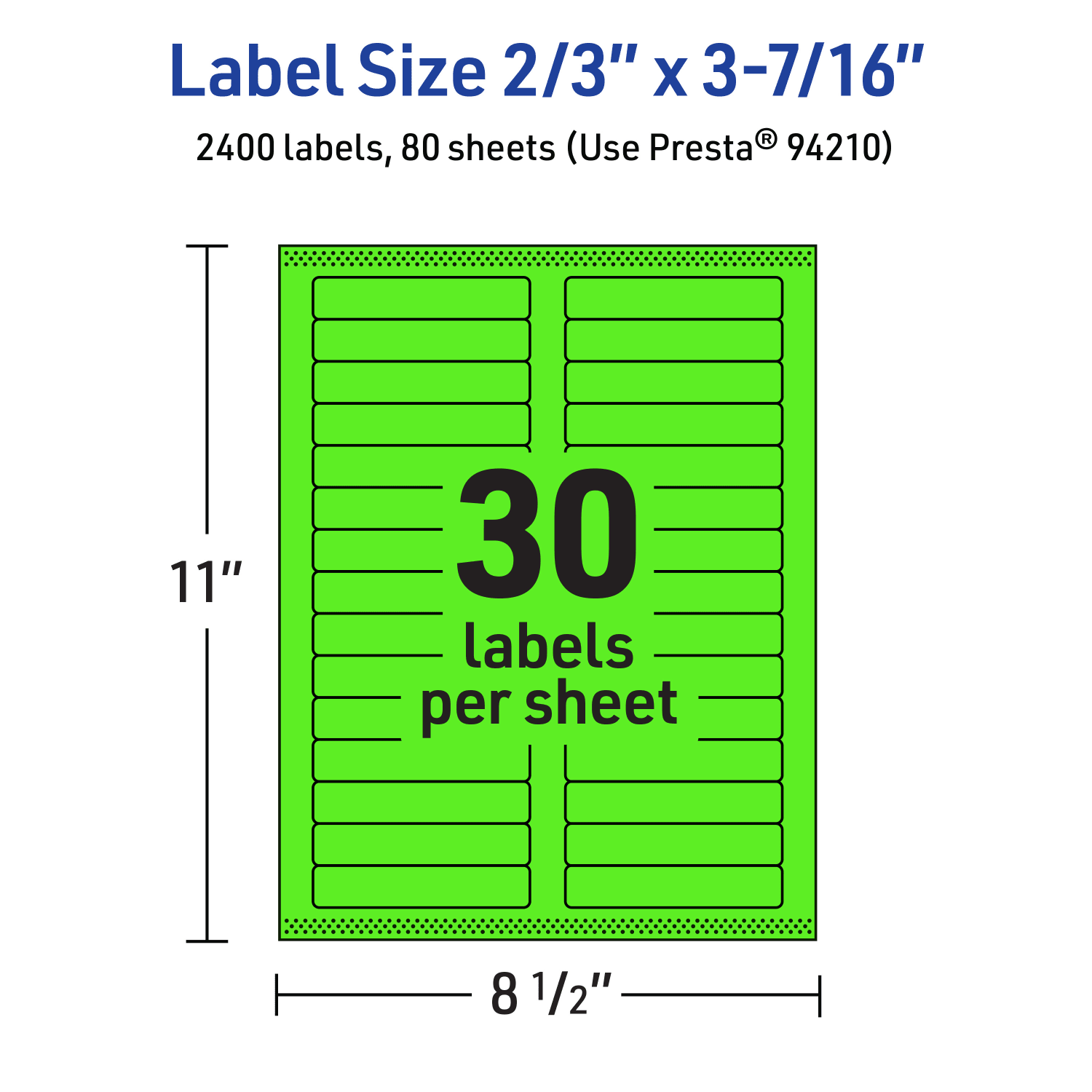 Avery Printable Labels With Sure Feed Technology, 94210-NGP80, Rectangle, 2/3in x 3-7/16in, Matte Neon Green, Pack of 2400 - Image 6