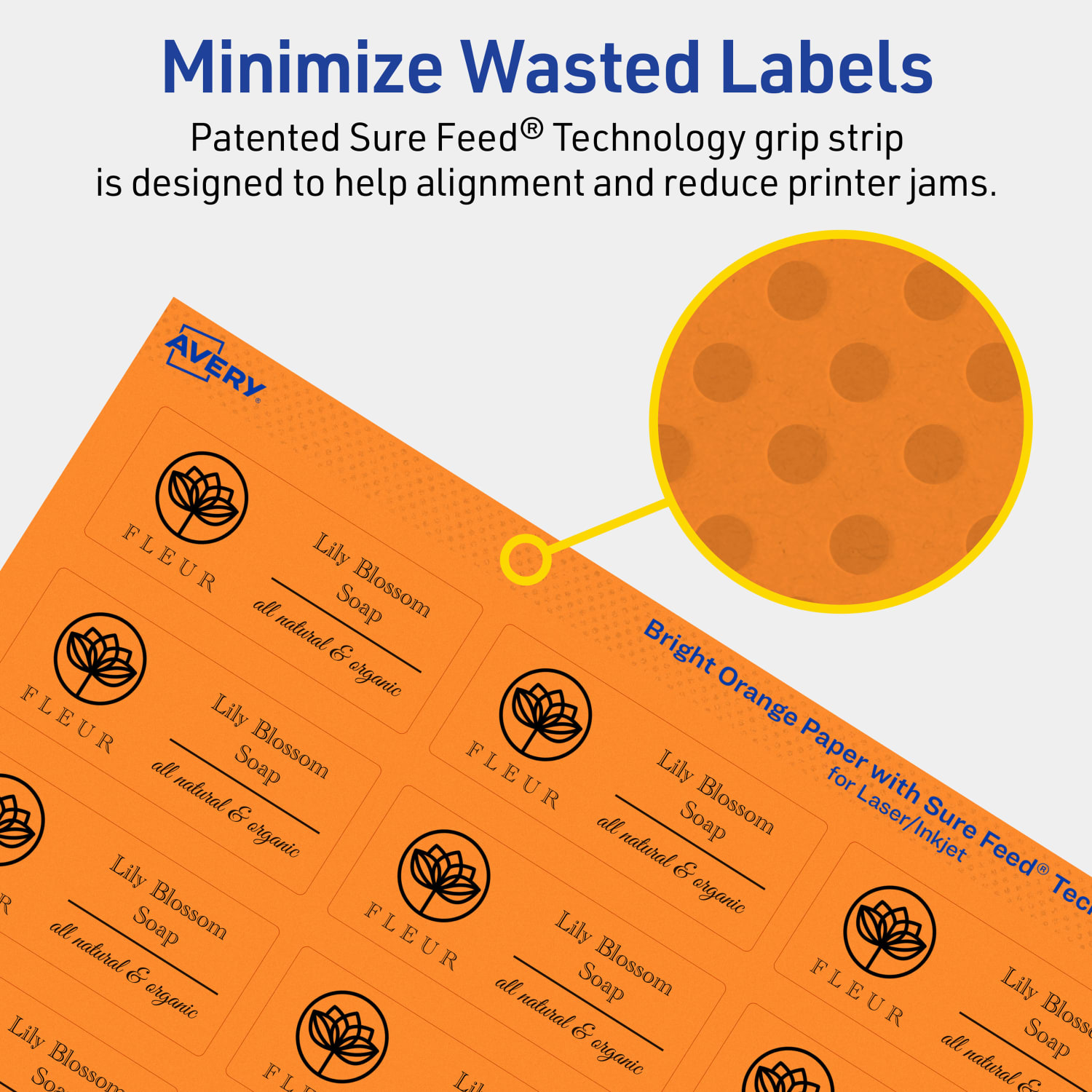 Avery Printable Labels With Sure Feed Technology, 94221-BOP40, Rectangle, 1in x 2-1/2in, Matte Bright Orange, Pack of 960 - Image 5