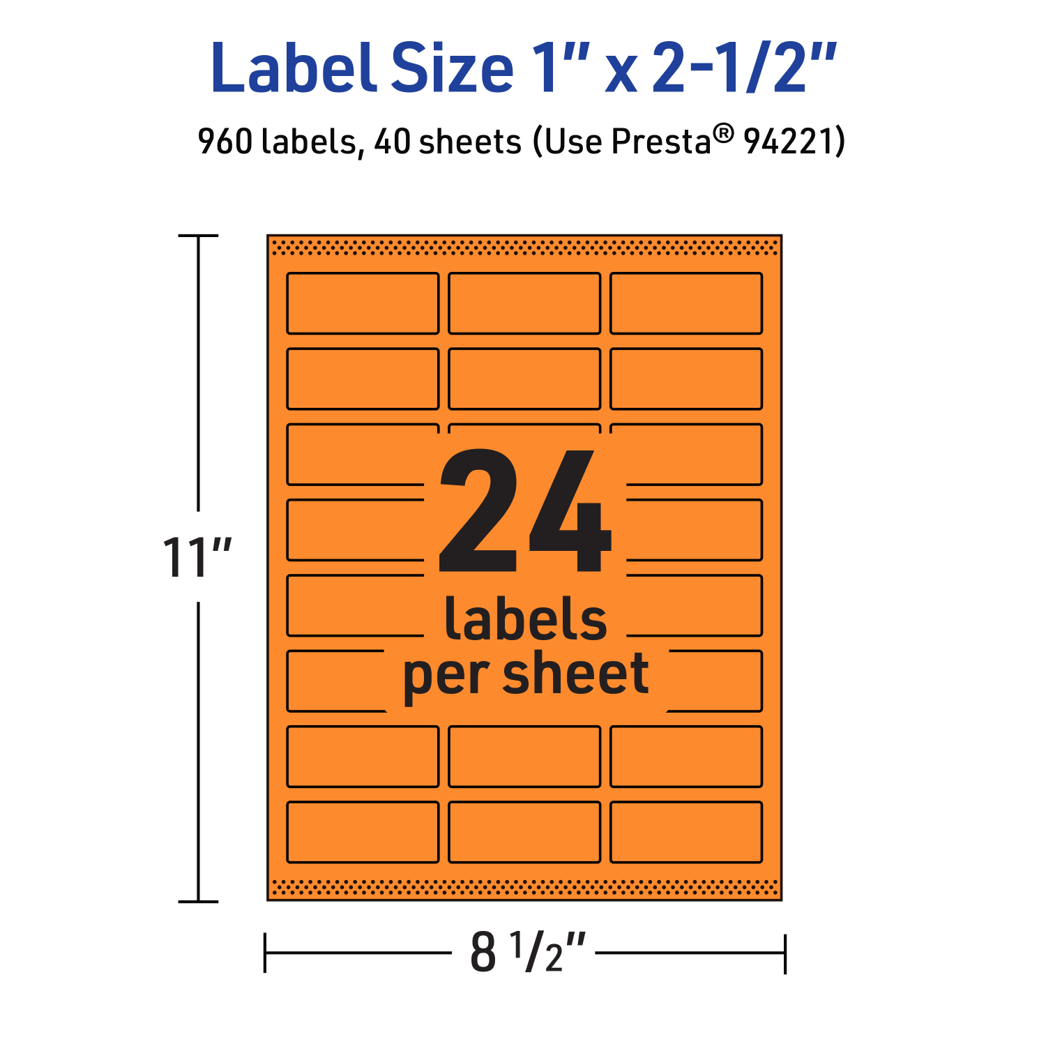 Avery Printable Labels With Sure Feed Technology, 94221-BOP40, Rectangle, 1in x 2-1/2in, Matte Bright Orange, Pack of 960 - Image 6