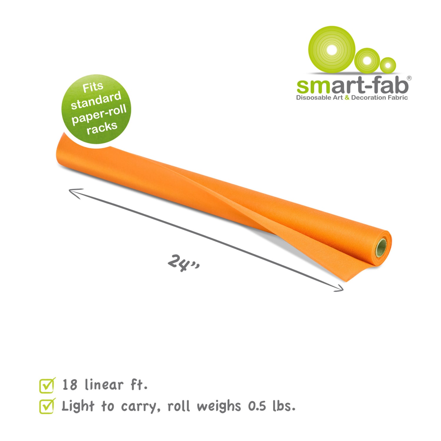 Smart-Fab Art & Decoration Fabric Rolls, 24in x 18ft, Orange, Pack Of 3 Rolls - Image 3