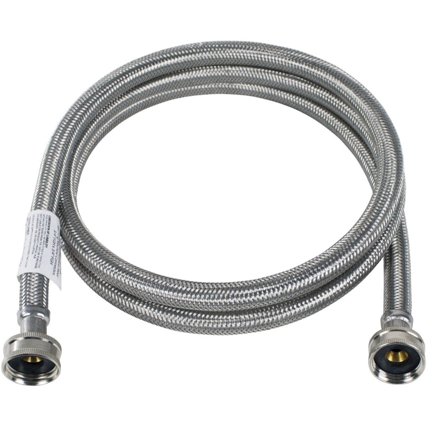 Certified Appliance Accessories Braided Stainless Steel Washing Machine Hose with Elbow - 72in - Silver, Stainless Steel - Stainless Steel, Vinyl, Polyvinyl Chloride (PVC), Polyester, Brass - 1 - Image 3
