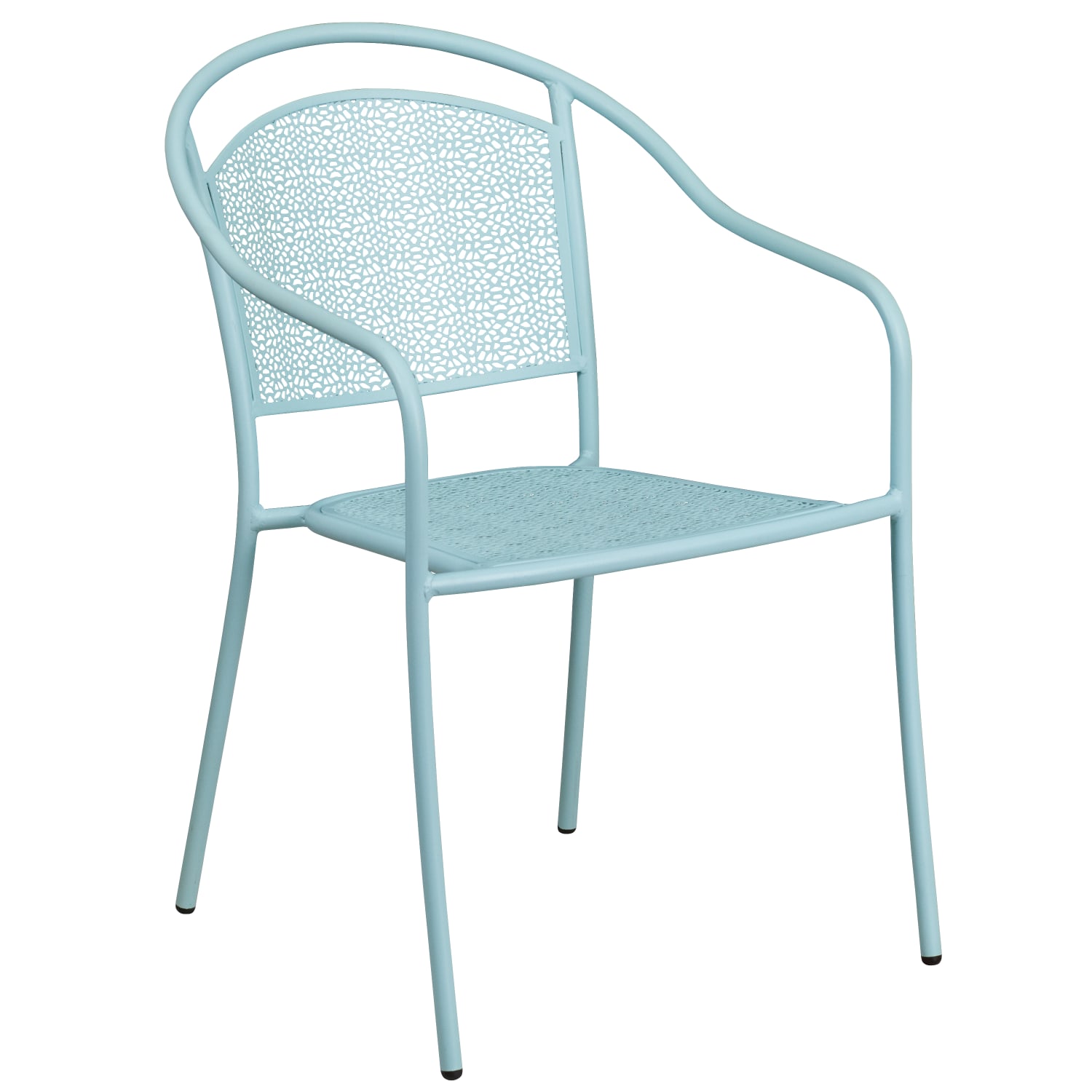 Flash Furniture Oia Indoor/Outdoor Steel Patio Armchair with Round Back, Sky Blue - Image 3