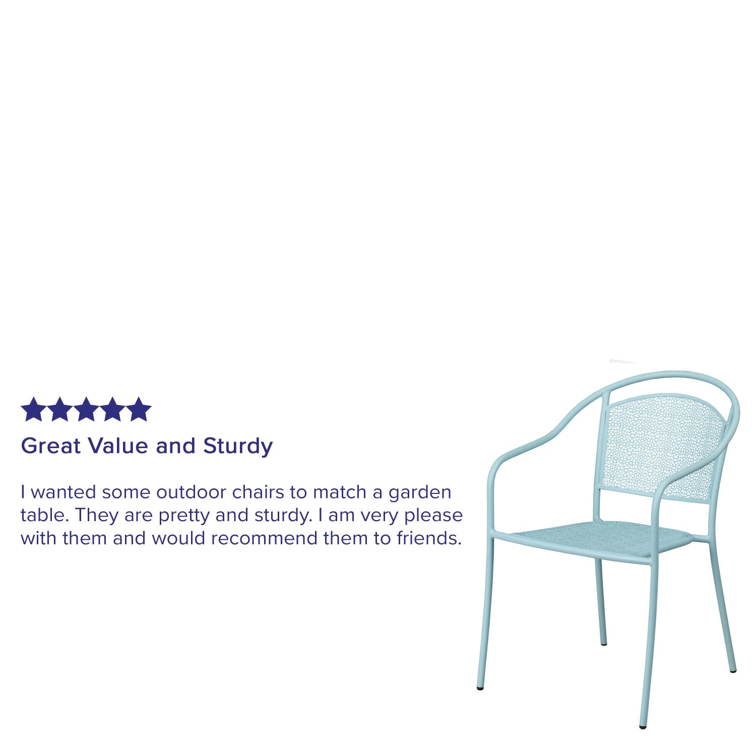 Flash Furniture Oia Indoor/Outdoor Steel Patio Armchair with Round Back, Sky Blue - Image 5