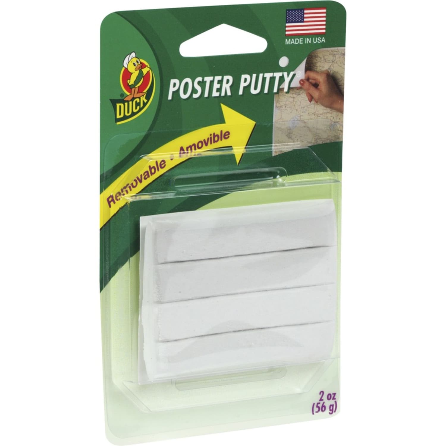 Duck Brand Poster Mounting Putty - 12 Packs - Non-toxic, Removable, Reusable - 48 / Carton - 4 Strips/Pack - White - Image 4