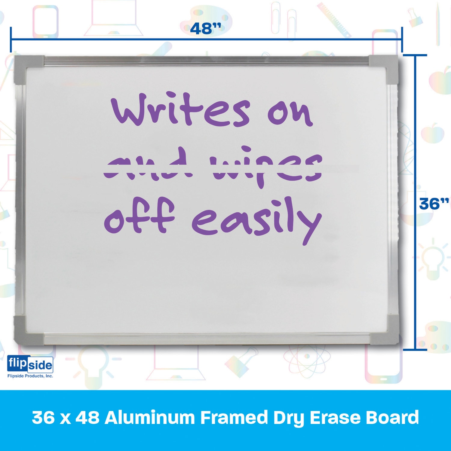 Crestline Products Dry-Erase Whiteboard, 36in x 48in, Silver Aluminum Frame - Image 6