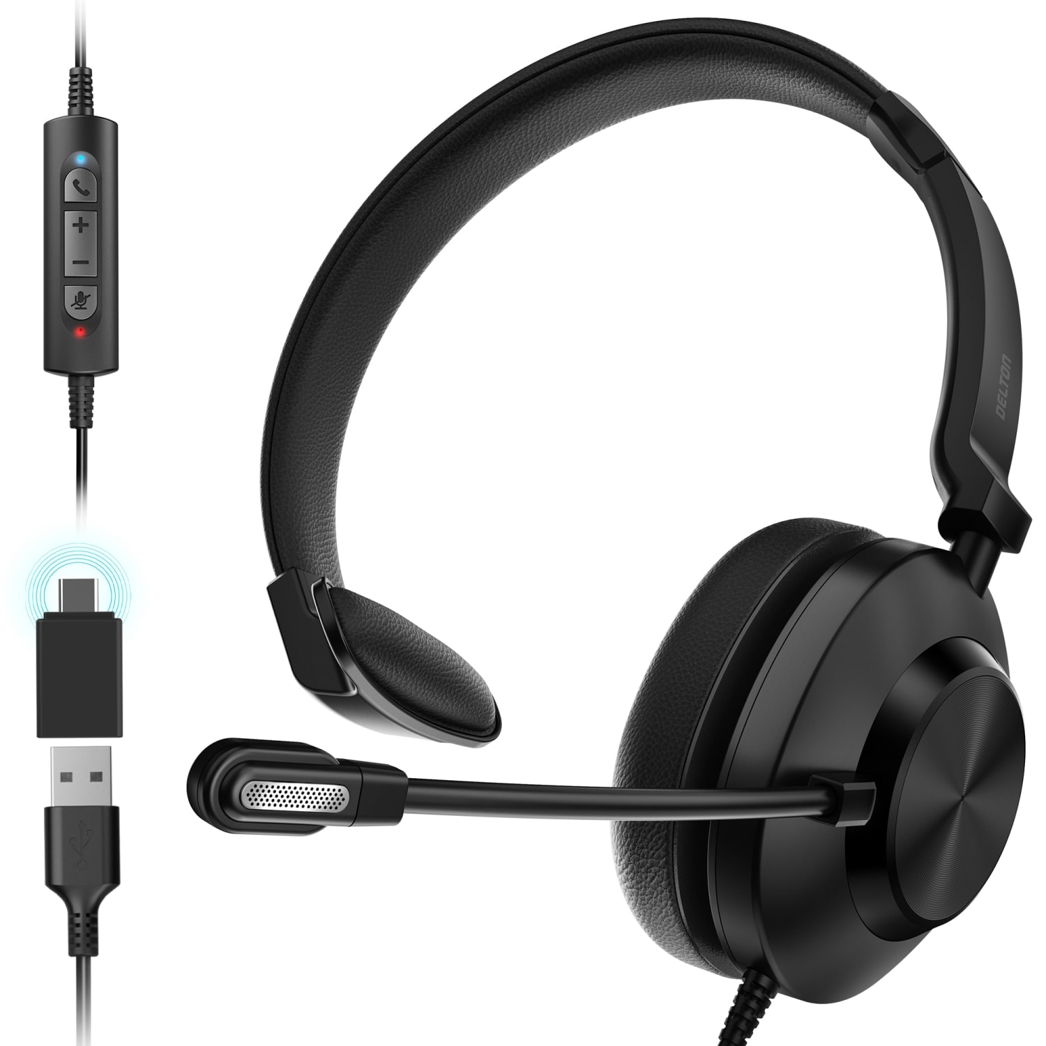 Delton 30Y Wired Computer Headset, Black