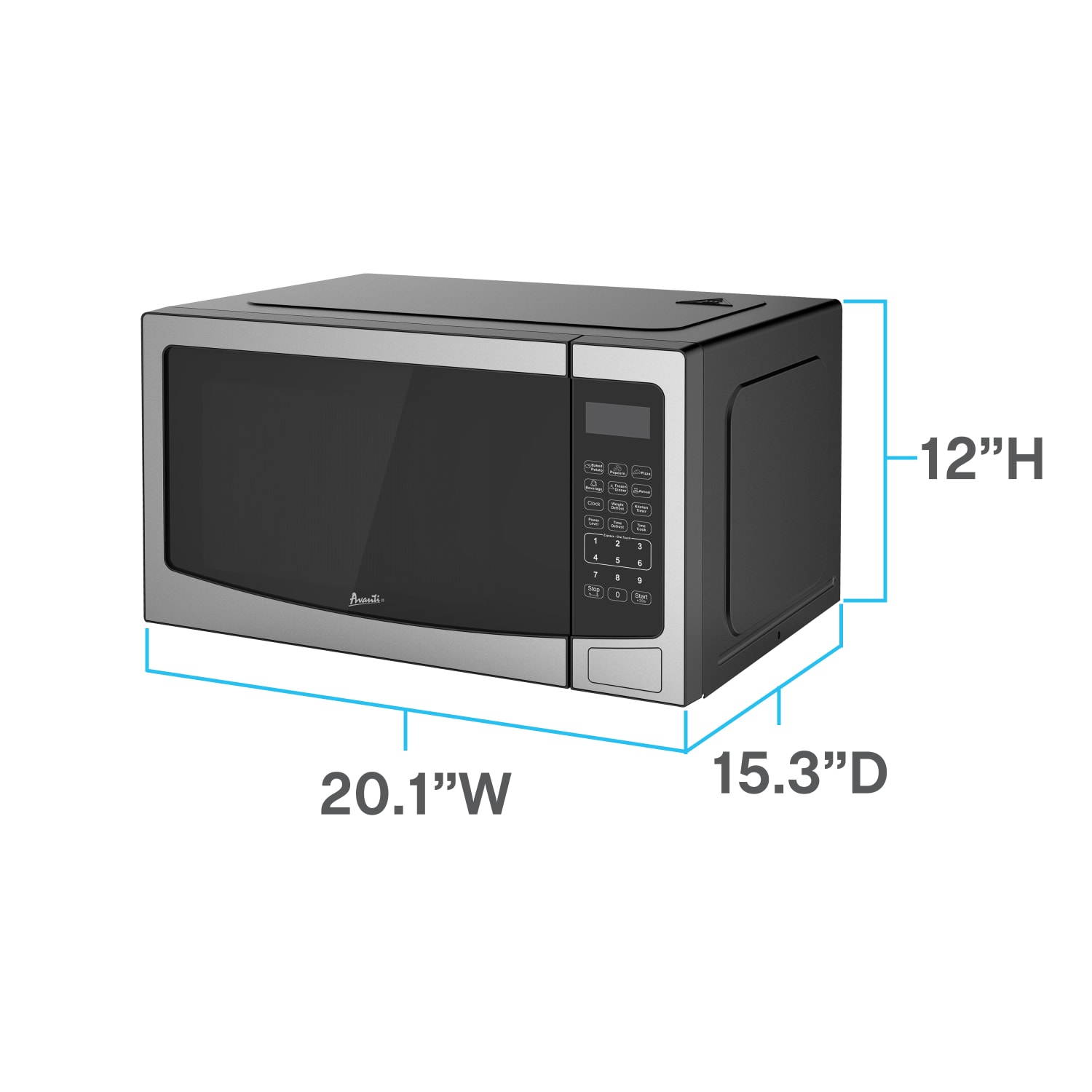 Avanti Touch Microwave Oven, 1.5 cu ft, 13inH x 18-1/4inW x 21-1/4inD, Stainless Steel - Image 3
