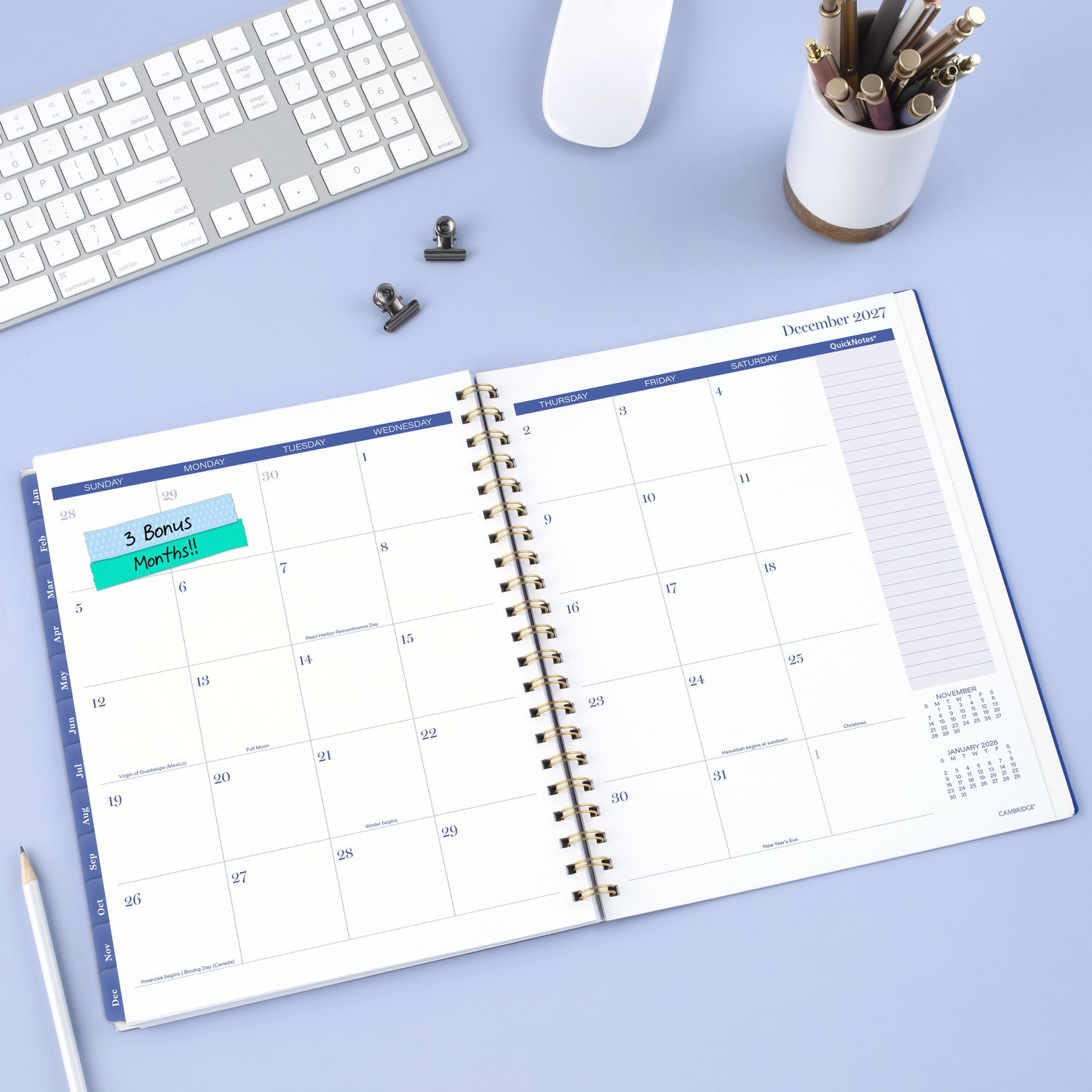 Mead Cambridge Cyane 2027 Weekly Monthly Planner, Large, 8 1/2in x 11in - Image 4