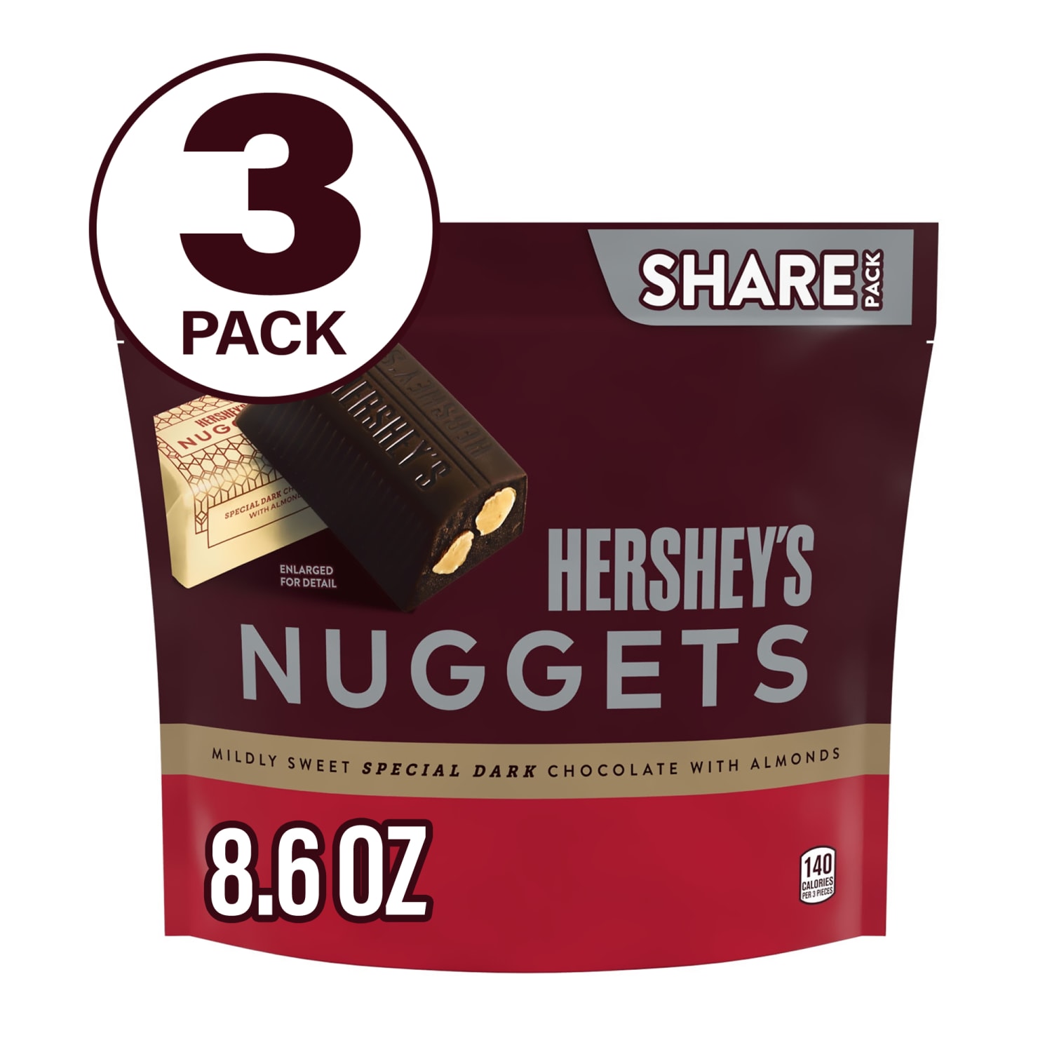 Hersheys Nuggets Special Dark Chocolate With Almonds Candy, 10.1 Oz, Pack Of 3 Bags - Image 3