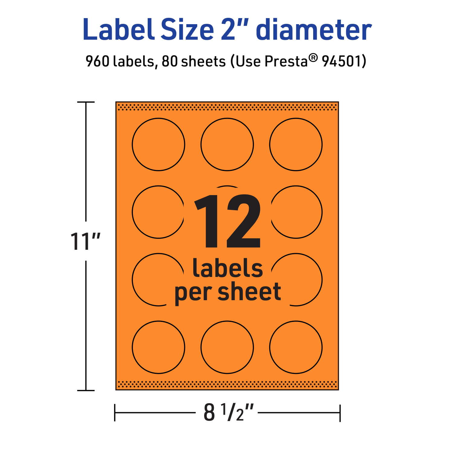 Avery Print-To-The-Edge Labels With Sure Feed Technology And Easy Peel Label Feature, 94501-BOP80, Round, 2in, Matte Bright Orange, Pack of 960 - Image 6