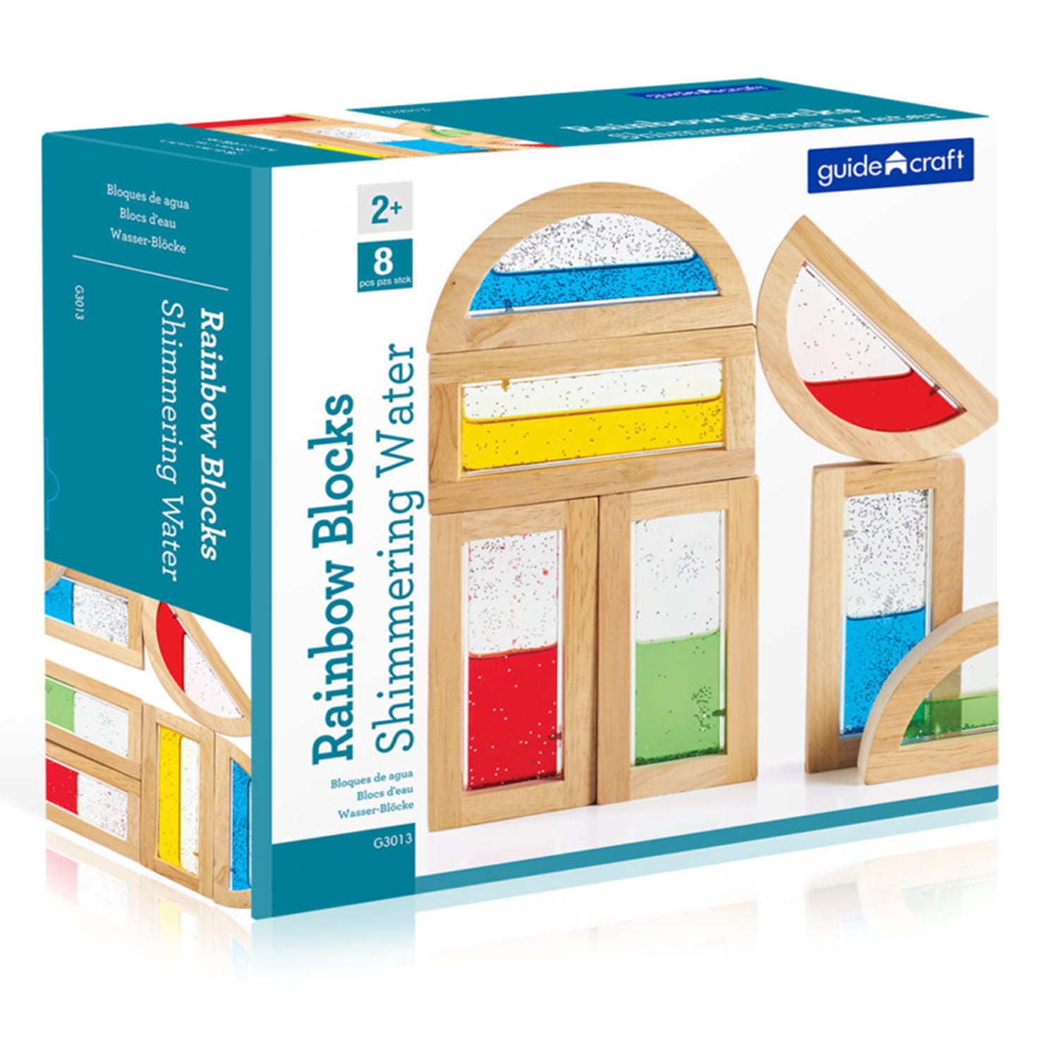 Guidecraft USA 8-Piece Rainbow Block Set, Shimmering Water, Pre-K - Grade 3 - Image 3