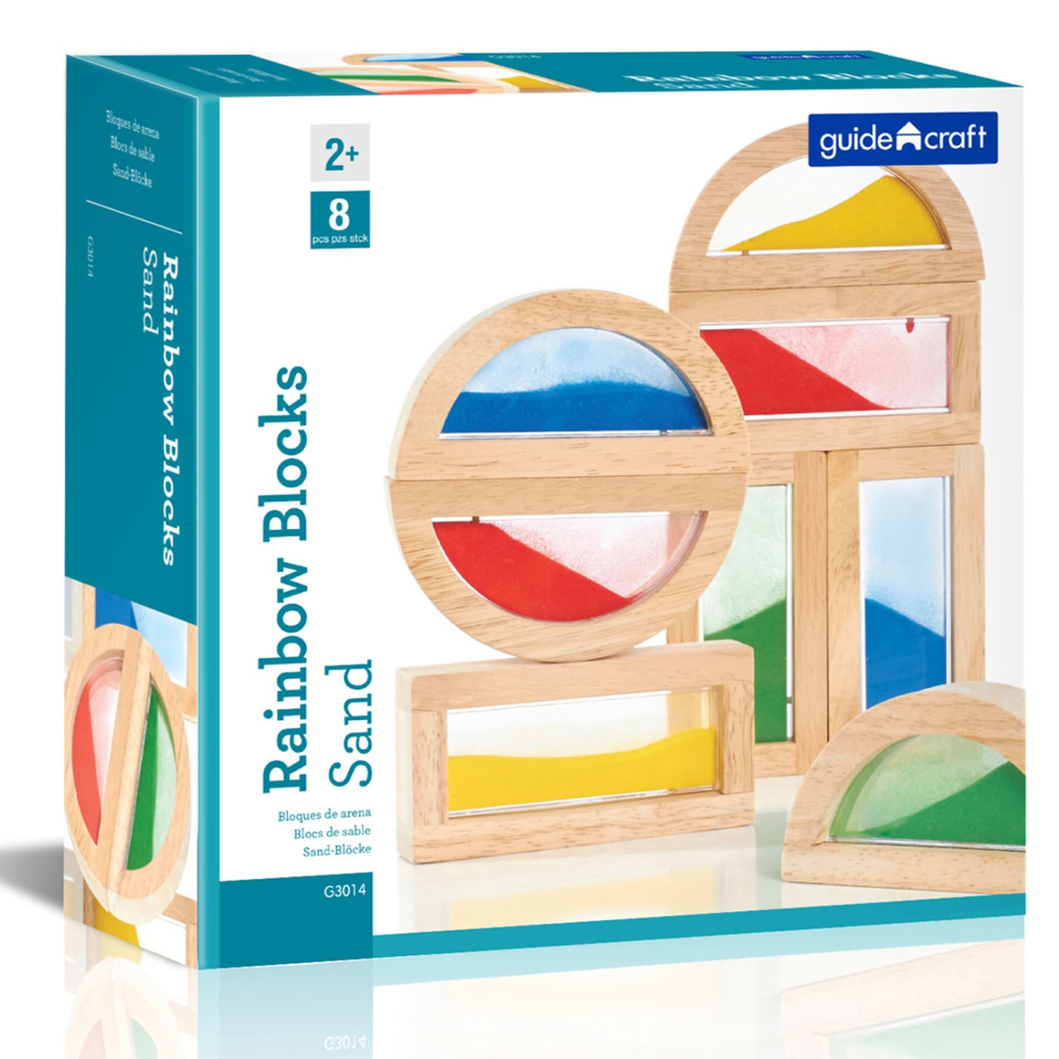 Guidecraft USA 8-Piece Rainbow Block Set, Sand, Pre-K - Grade 3 - Image 3