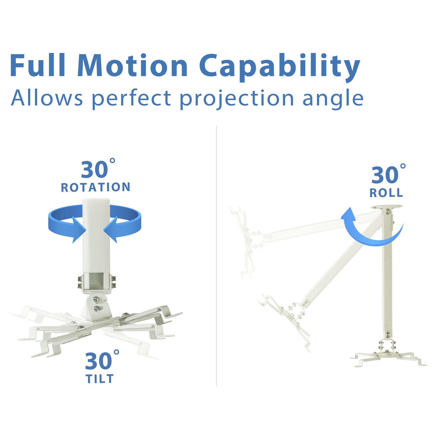 Mount-It! Universal Height Adjustable Projector Ceiling Mount, White - Image 5